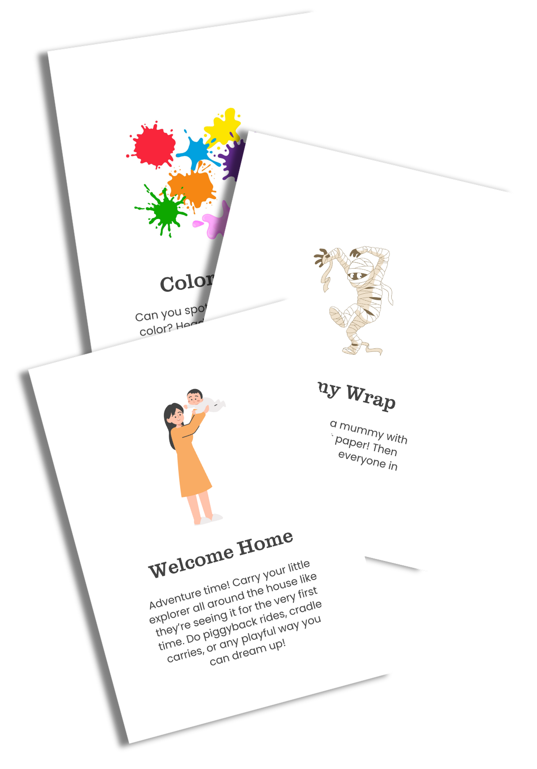 prompt cards from Connect & Capture prompt deck for in-home photo session