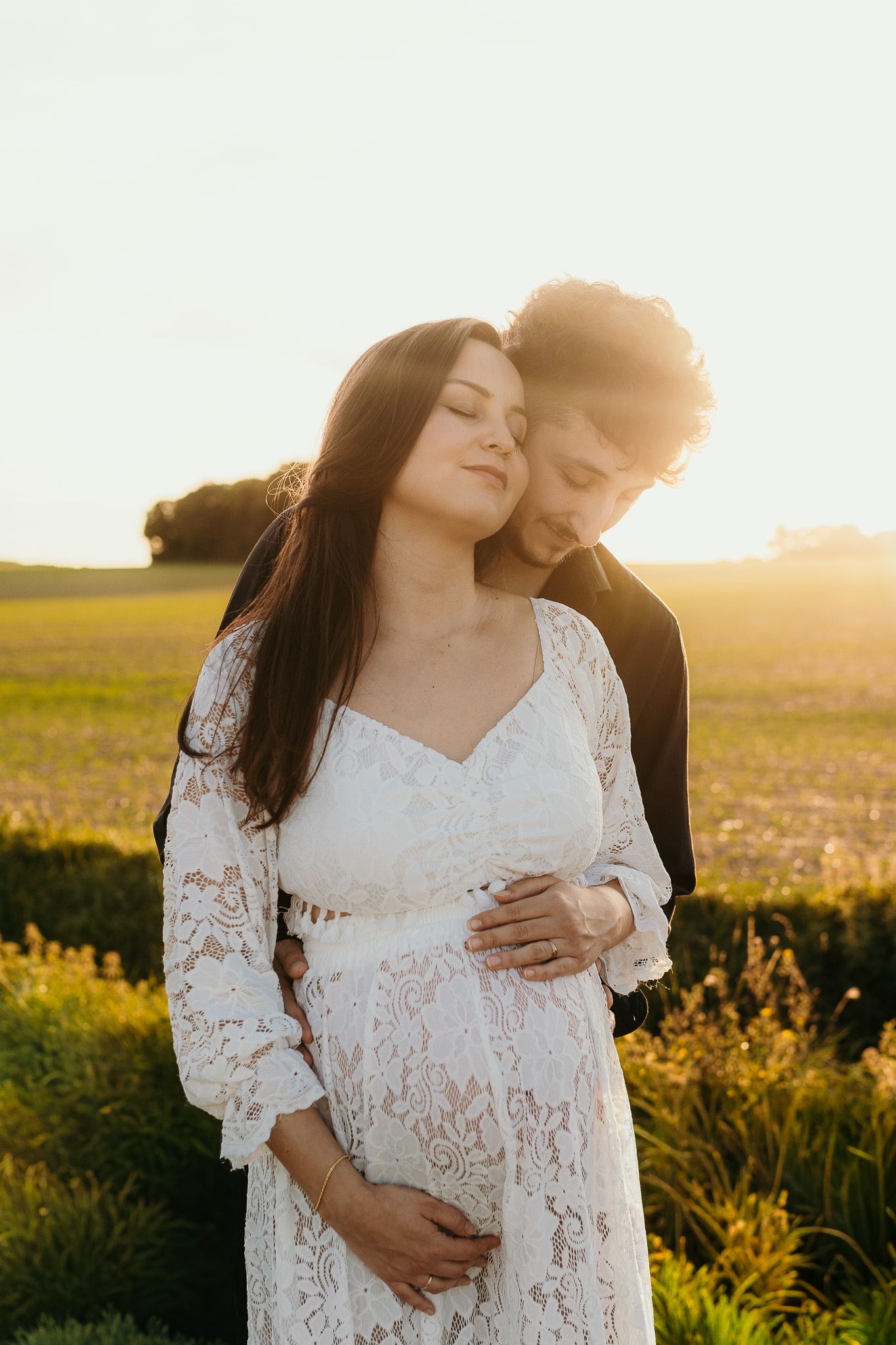 photo de couple golden hour champêtre bohème yvelines