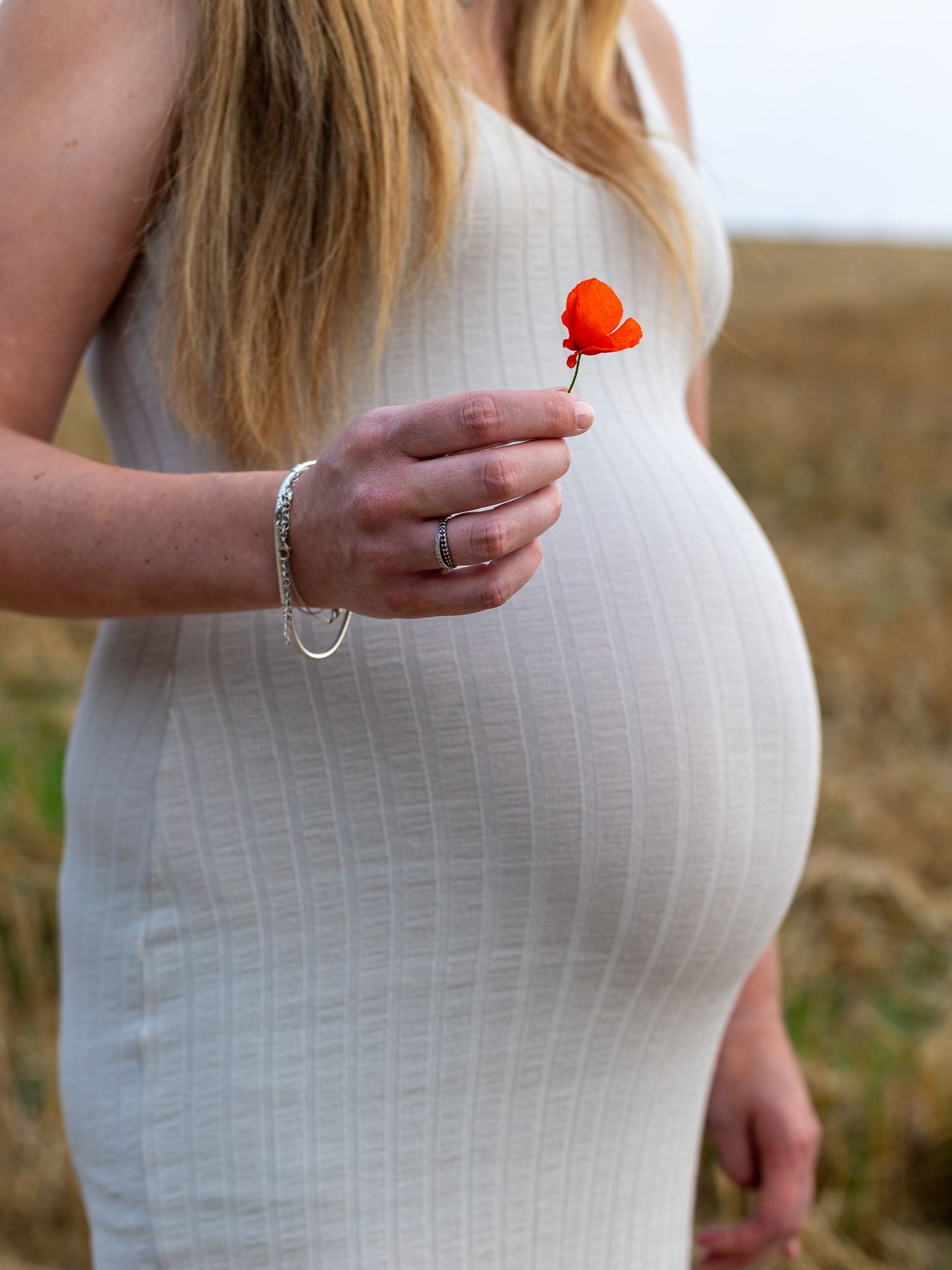 séance grossesse baby bump avec un coquelicot