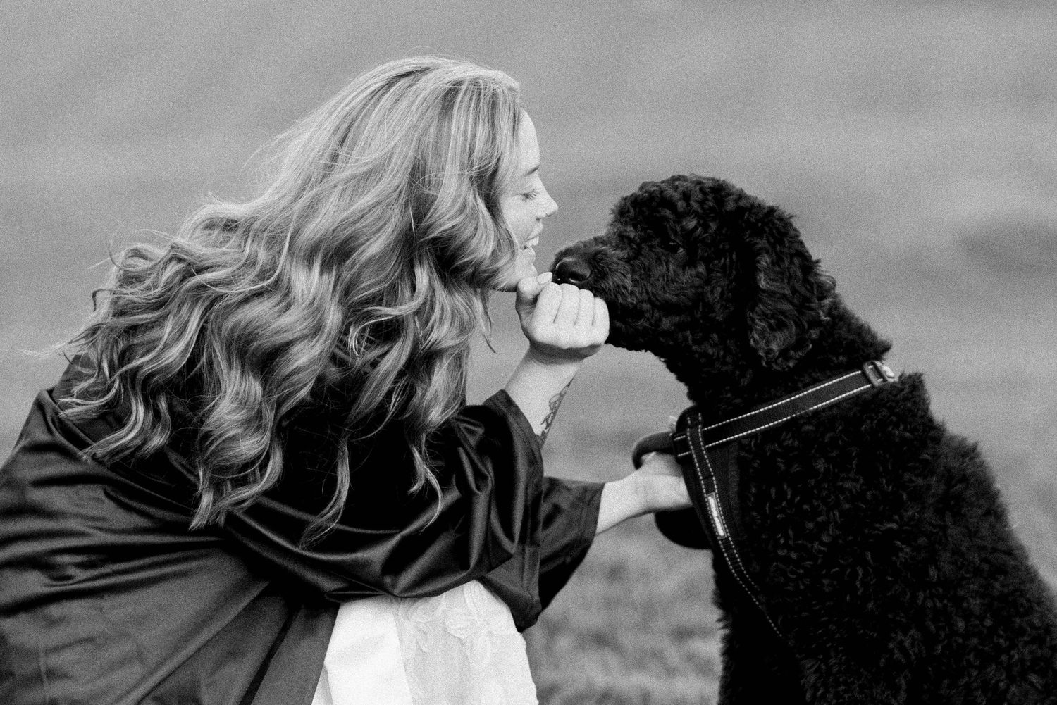 Black and white portraits showing intimate moments between a couple.