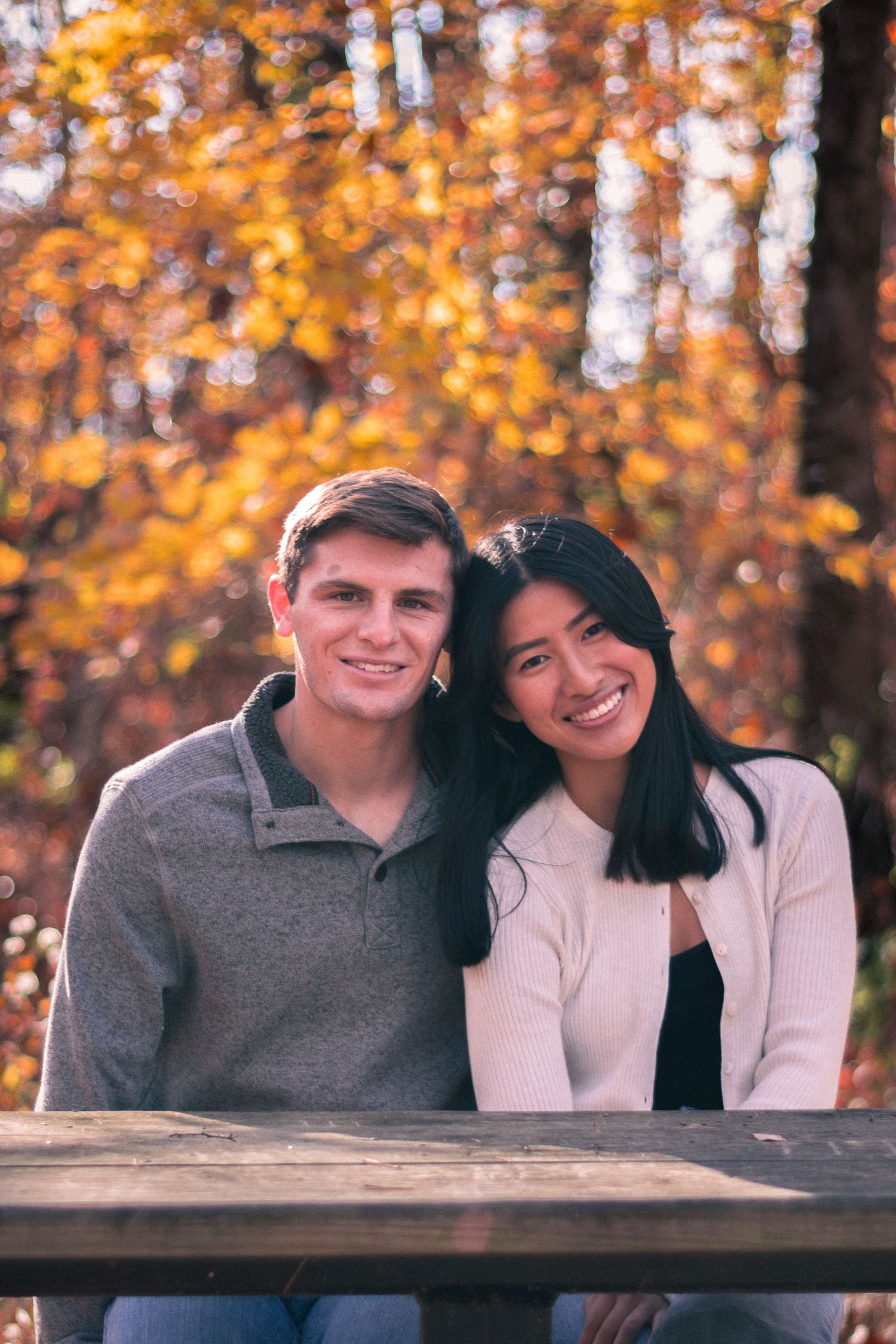 Couple sitting at a bench
