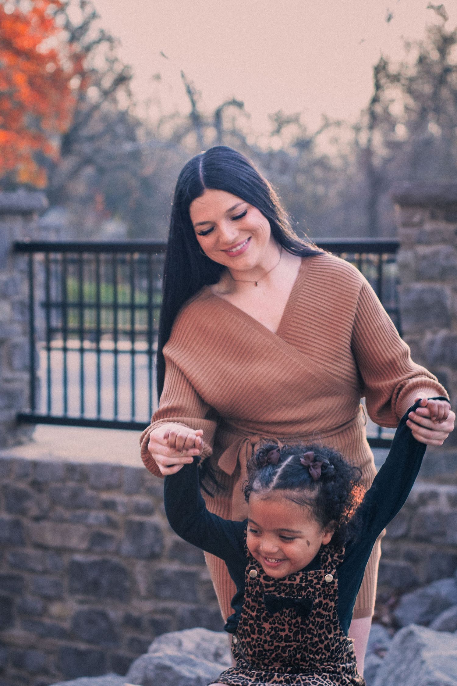Mom and daughter walking
