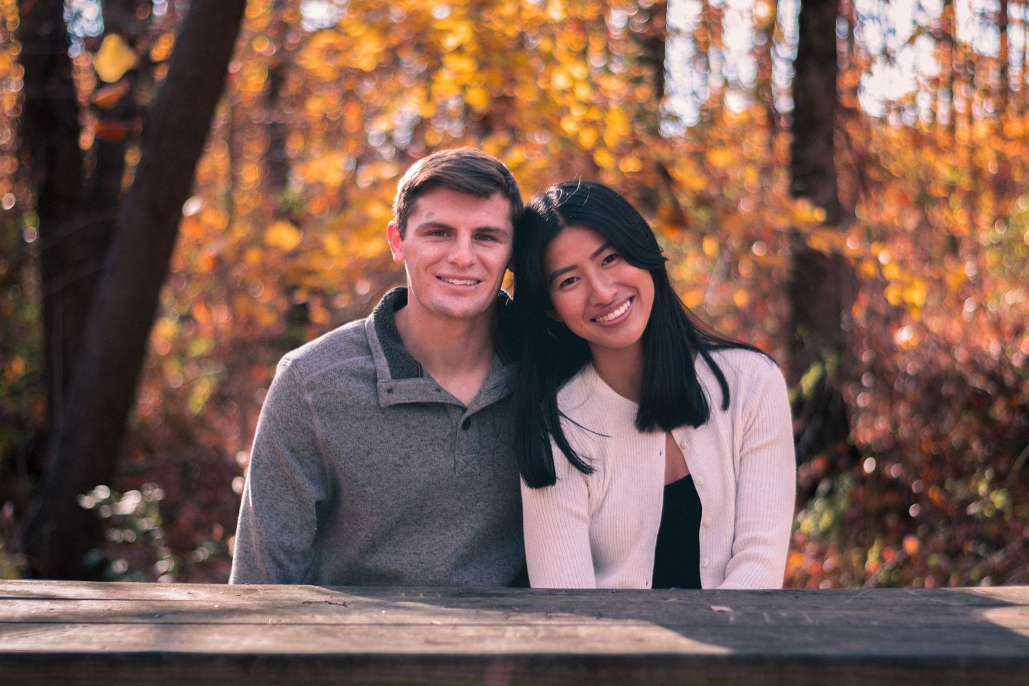 Couple sitting at a bench