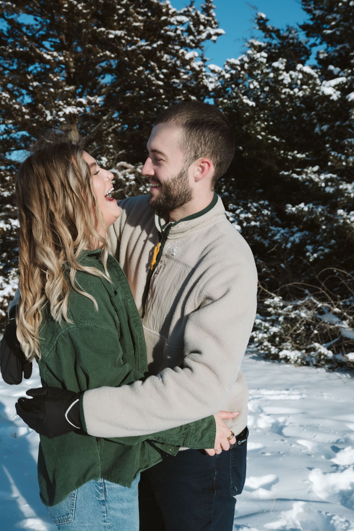snowy couples session