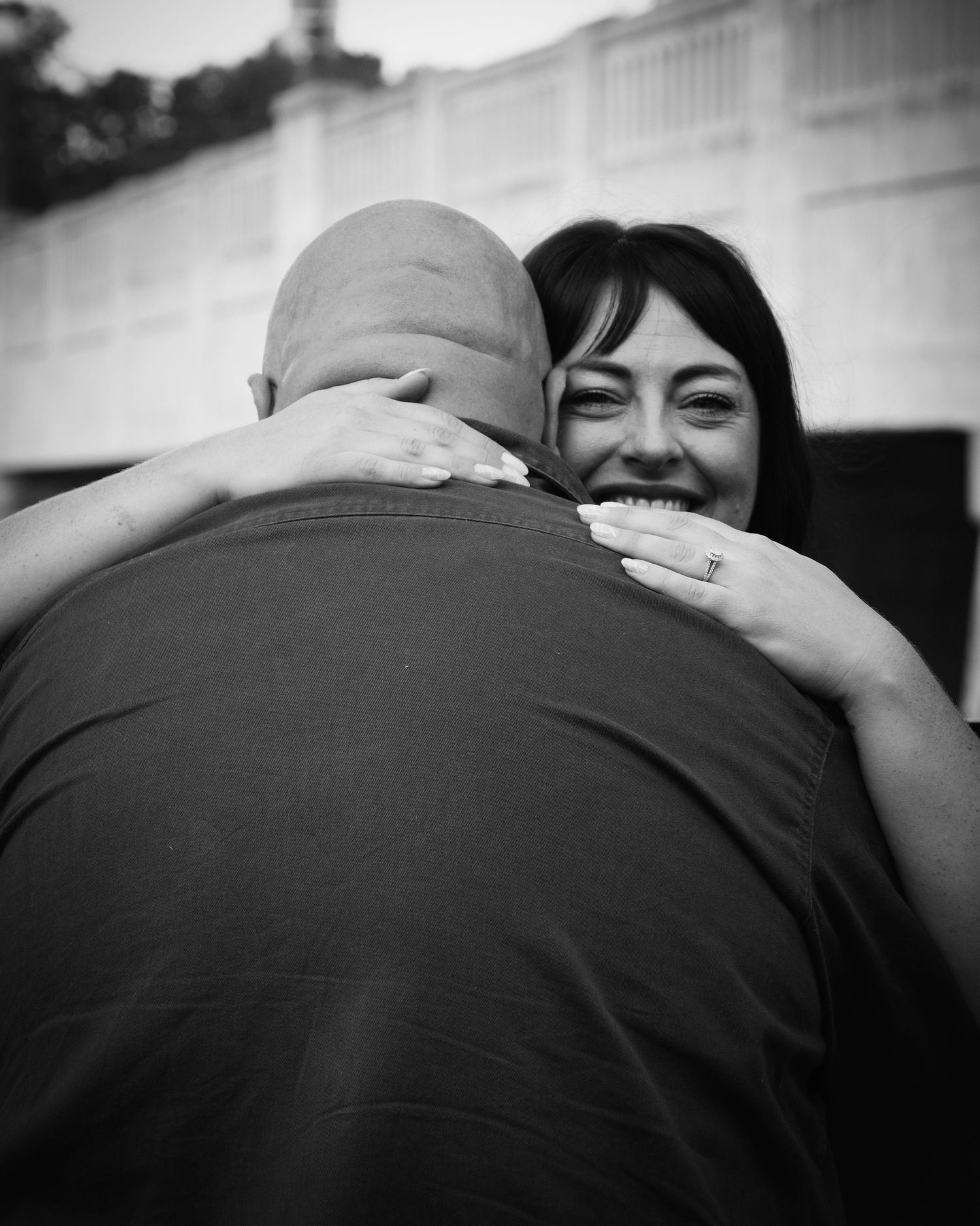 Black and white series capturing intimate engagement moments.