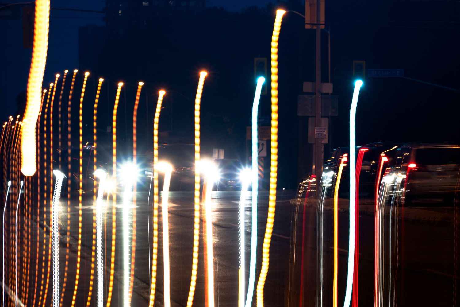 Night time photo with light bleeding.