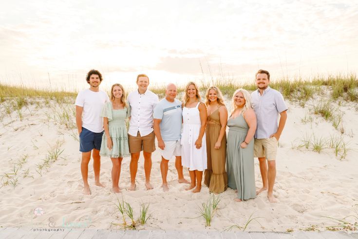 Family portrait on the beach during golden hour.