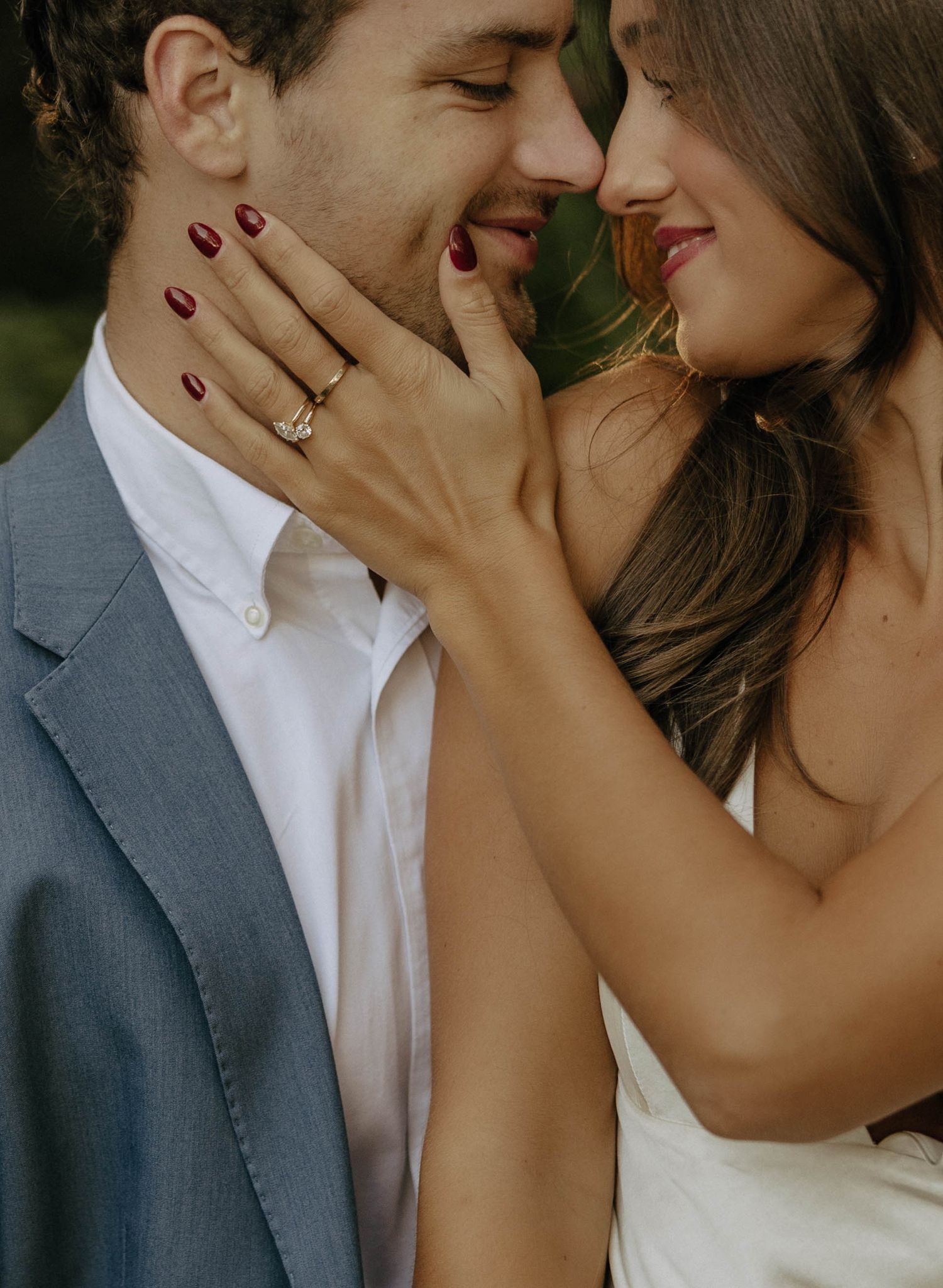 Close-up series of a romantic couple embracing and sharing tender moments together.