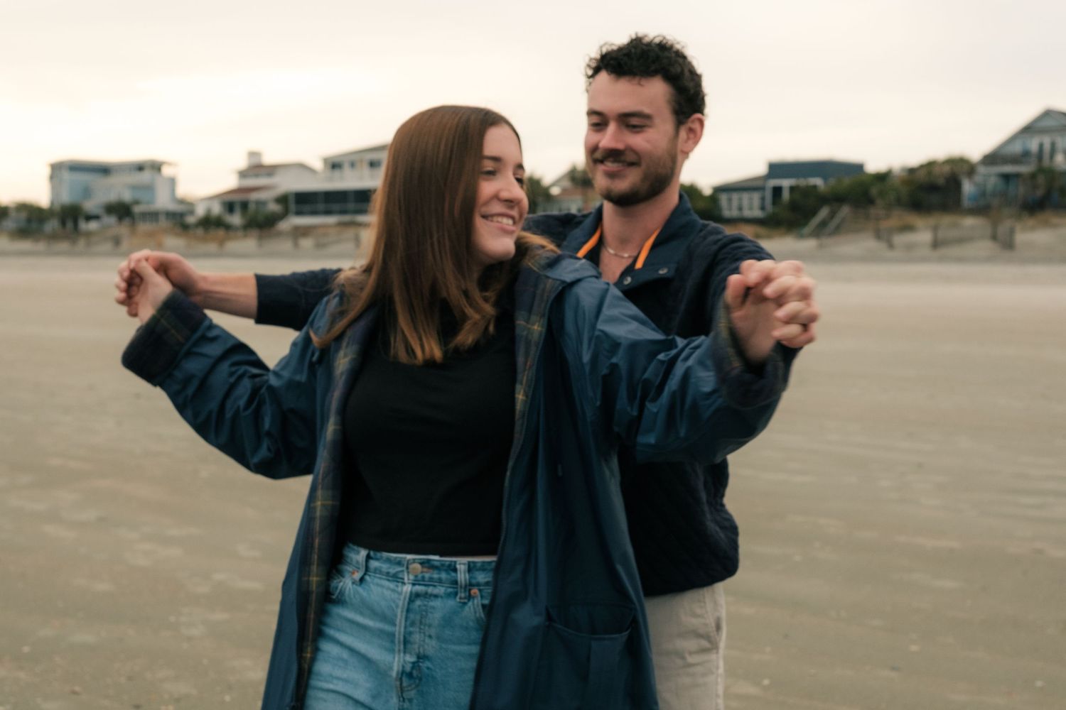 Charleston Couples Sunset Photography Winter Cozy Photo session Folly beach
