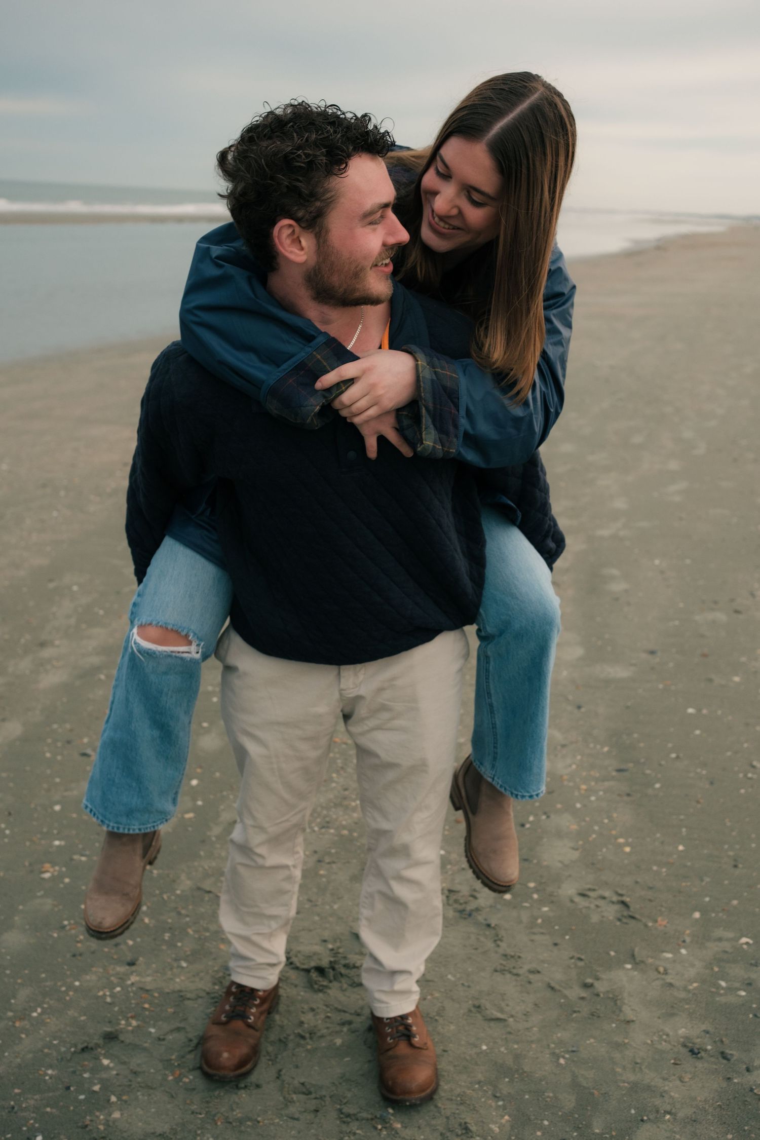 Charleston Couples Sunset Photography Cozy Winter Photo session Folly beach