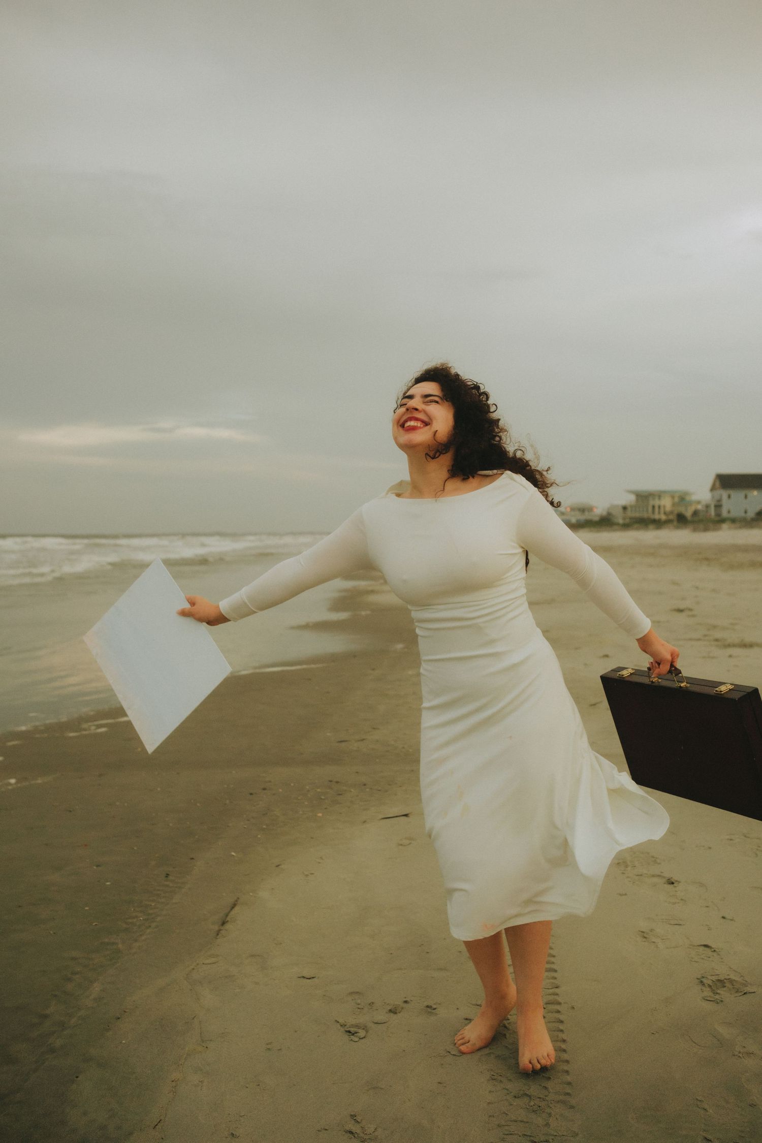Charleston Beach portrait of a women at Folly Beach