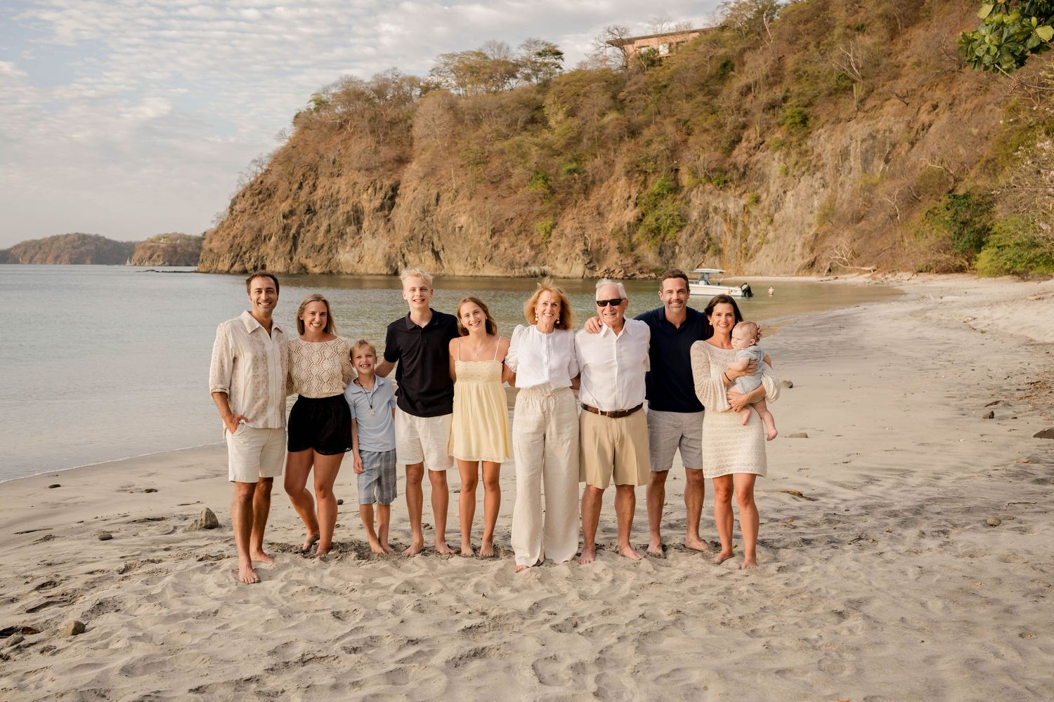 Extended family gathered for a relaxed beach photography session in Costa Rica.