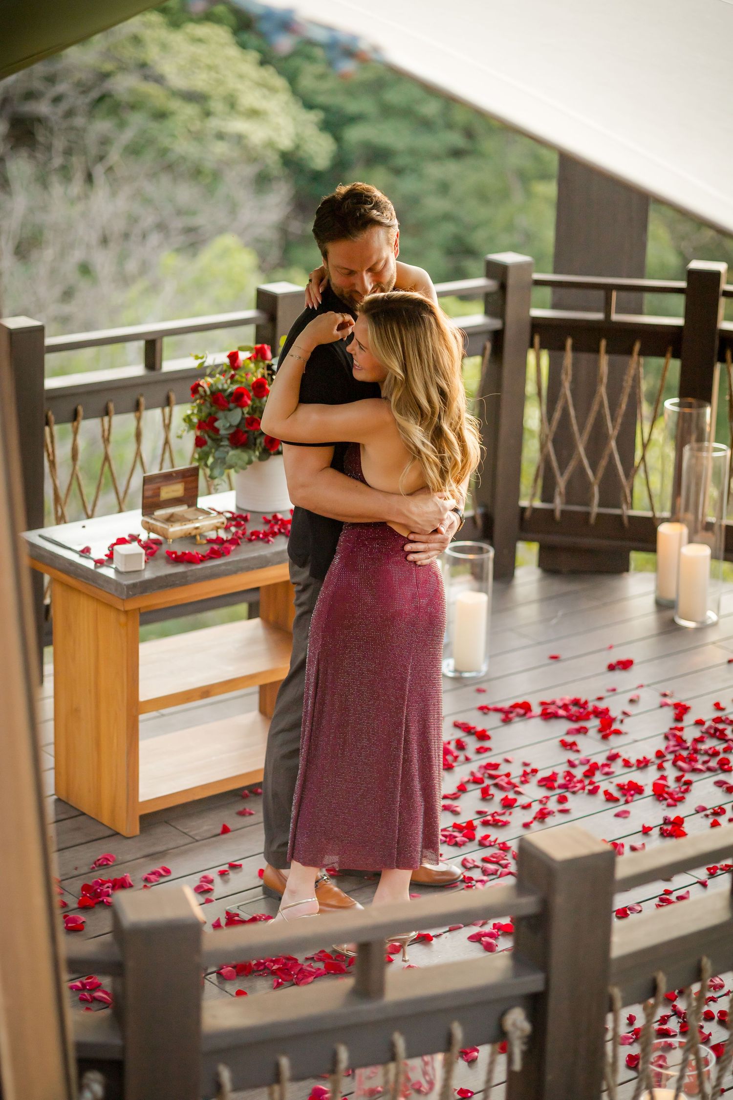 Couple celebrating their engagement at NIDO at Nekajui, a Ritz-Carlton Reserve in Costa Rica.