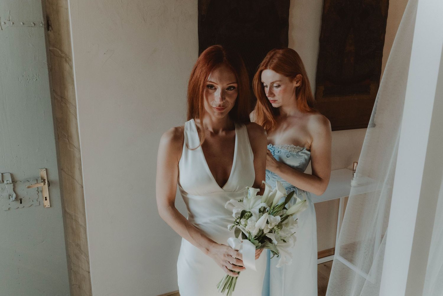 Bride getting ready with her bride