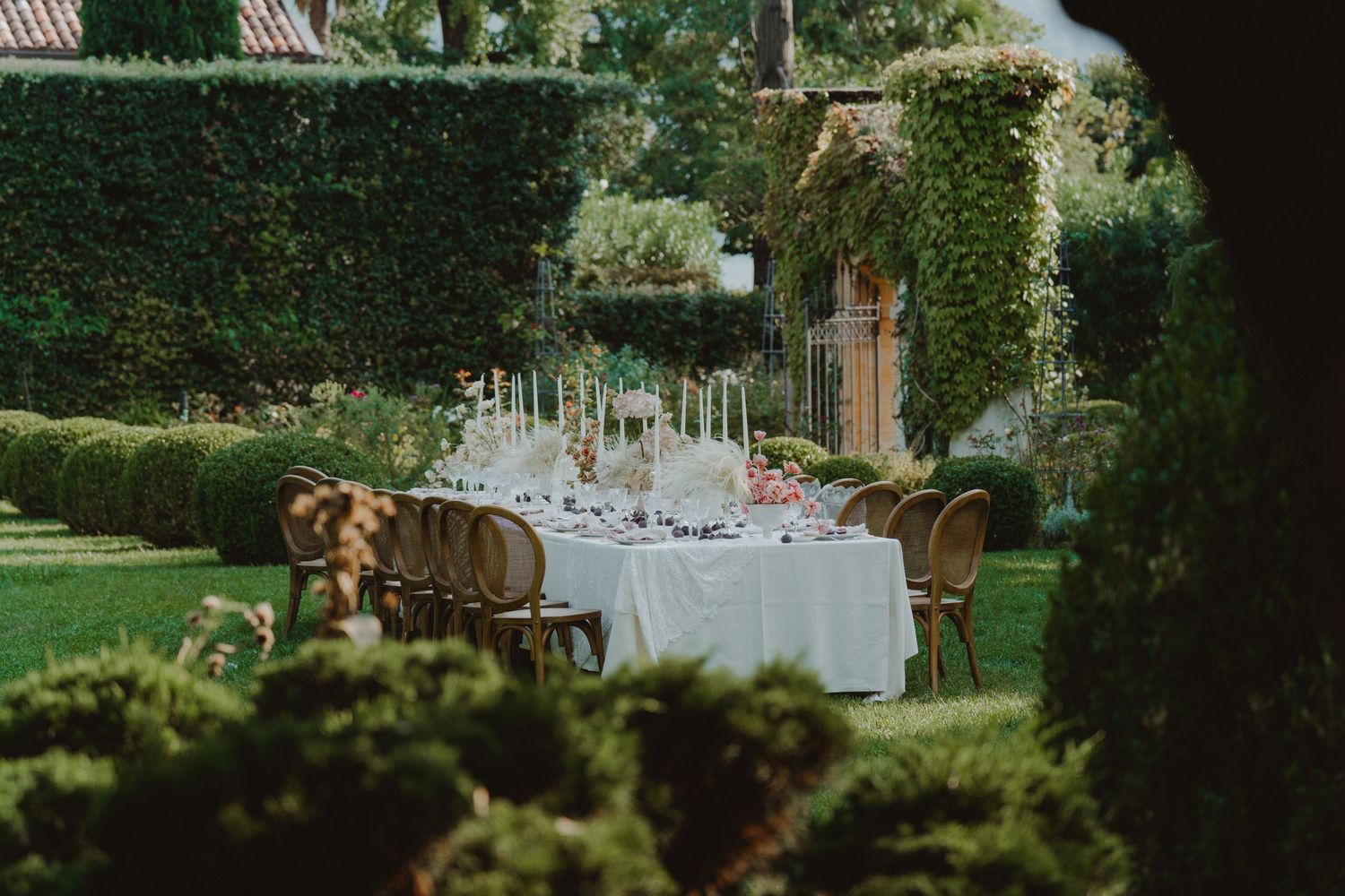 Romantic wedding dinner overlooking Lake Como