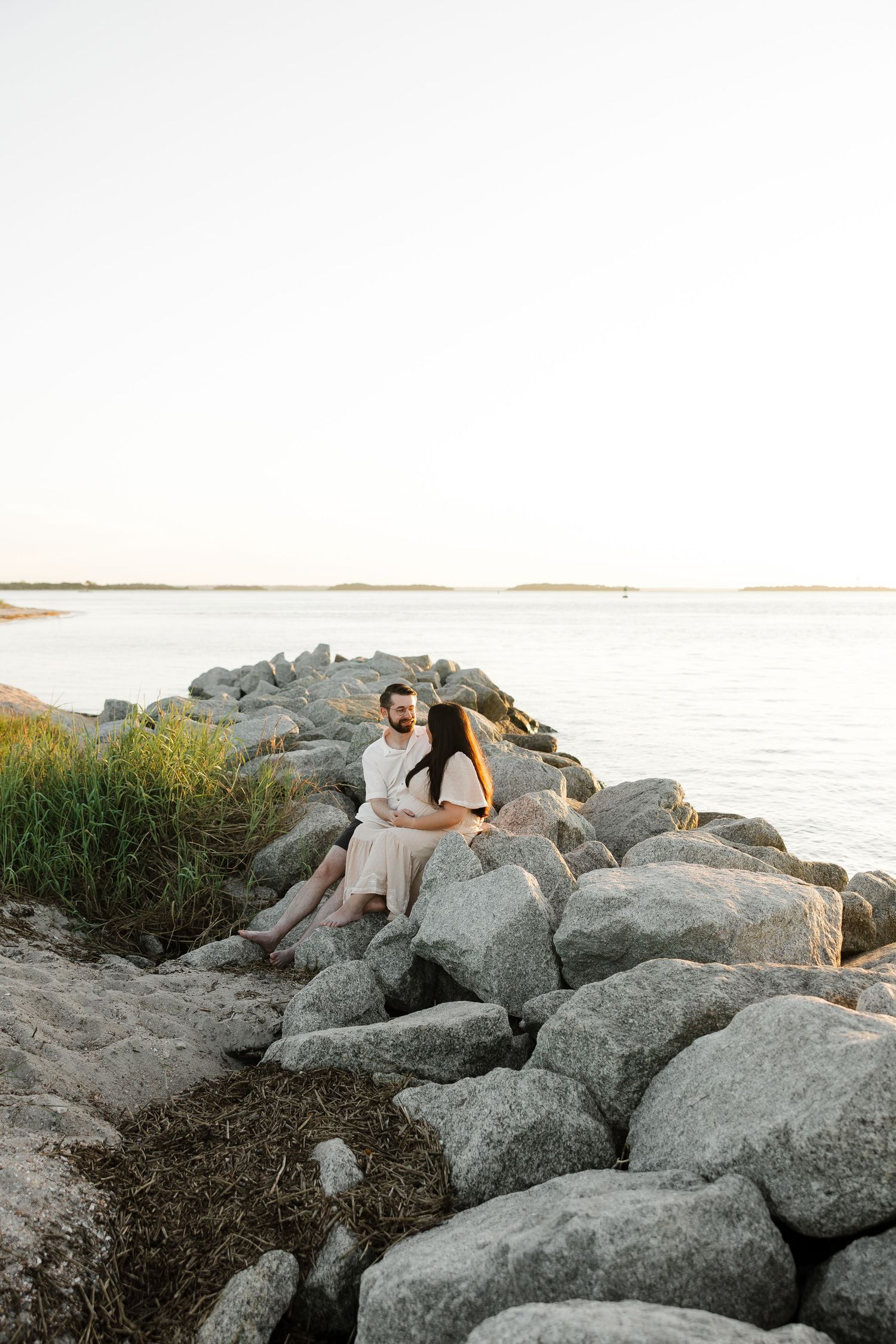 Fort Clinch State Park maternity session sunset overlooking the ocean.