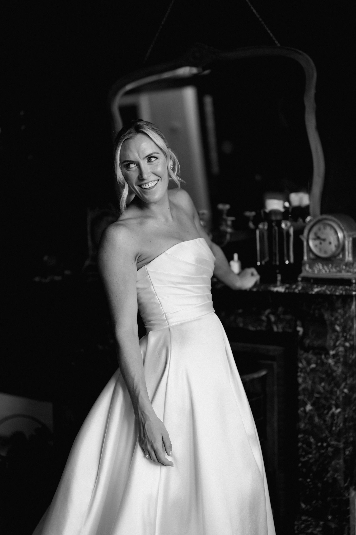 Elegant bridal portrait in a classic white wedding gown.