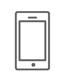 monochrome icon showing an outline image of a mobile phone.
