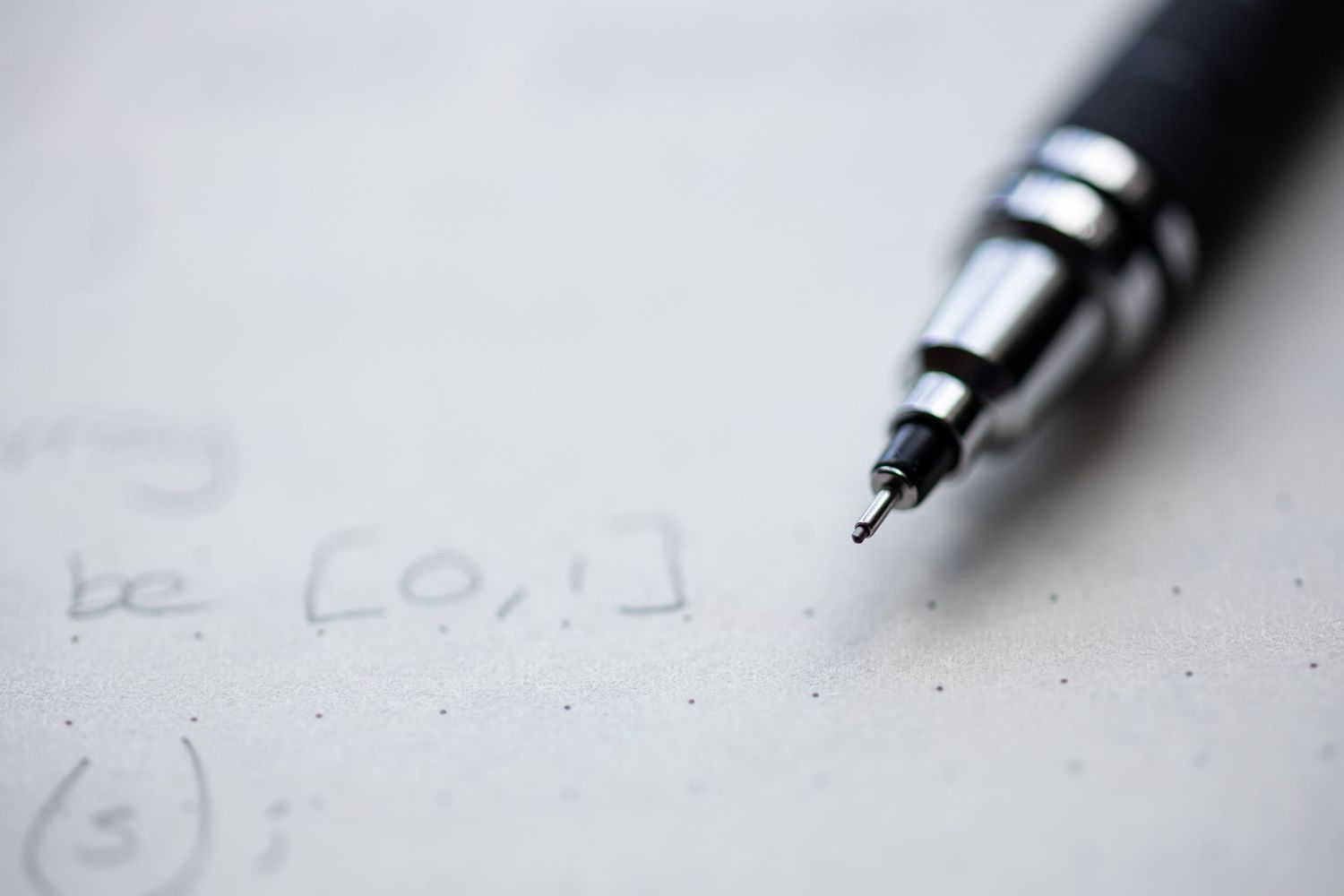 Close-up macro product photograph of a technical drawing pencil on paper, product photography by Anthony West