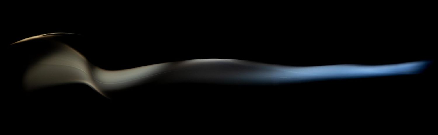 Abstract fine art panoramic photograph of flowing smoke forms on black, wall art by Anthony West Photography