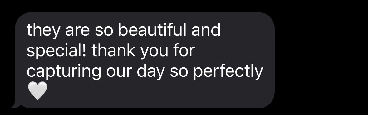 Text bubble containing appreciation message with heart emoji.