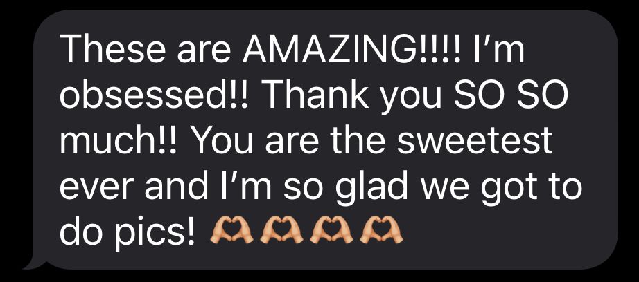 Black background message showing excitement with multiple exclamation marks.