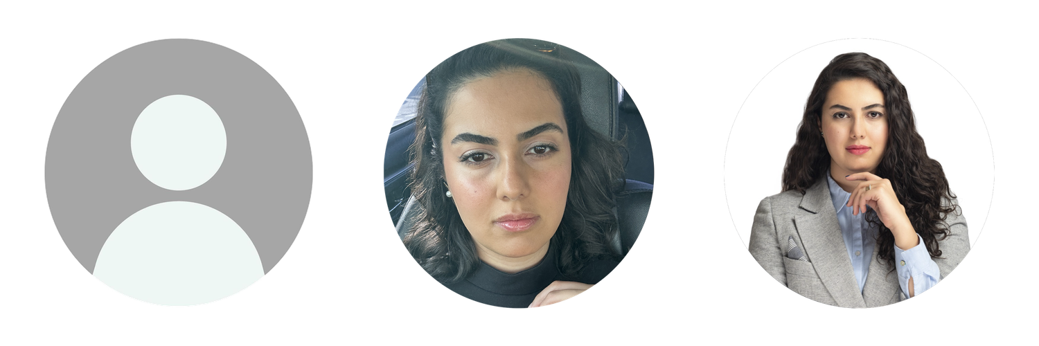 Three circular social media profile photos arranged in a horizontal row.