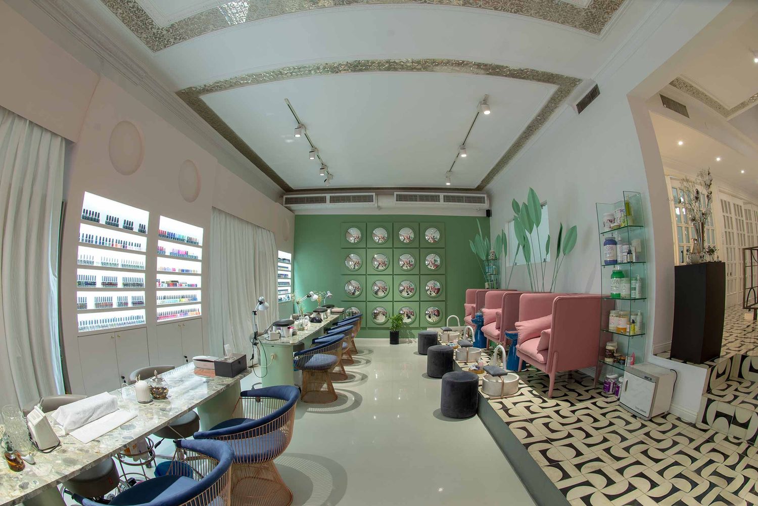 Modern hospital therapy room with recovery beds, medical equipment, and panoramic windows providing natural light.