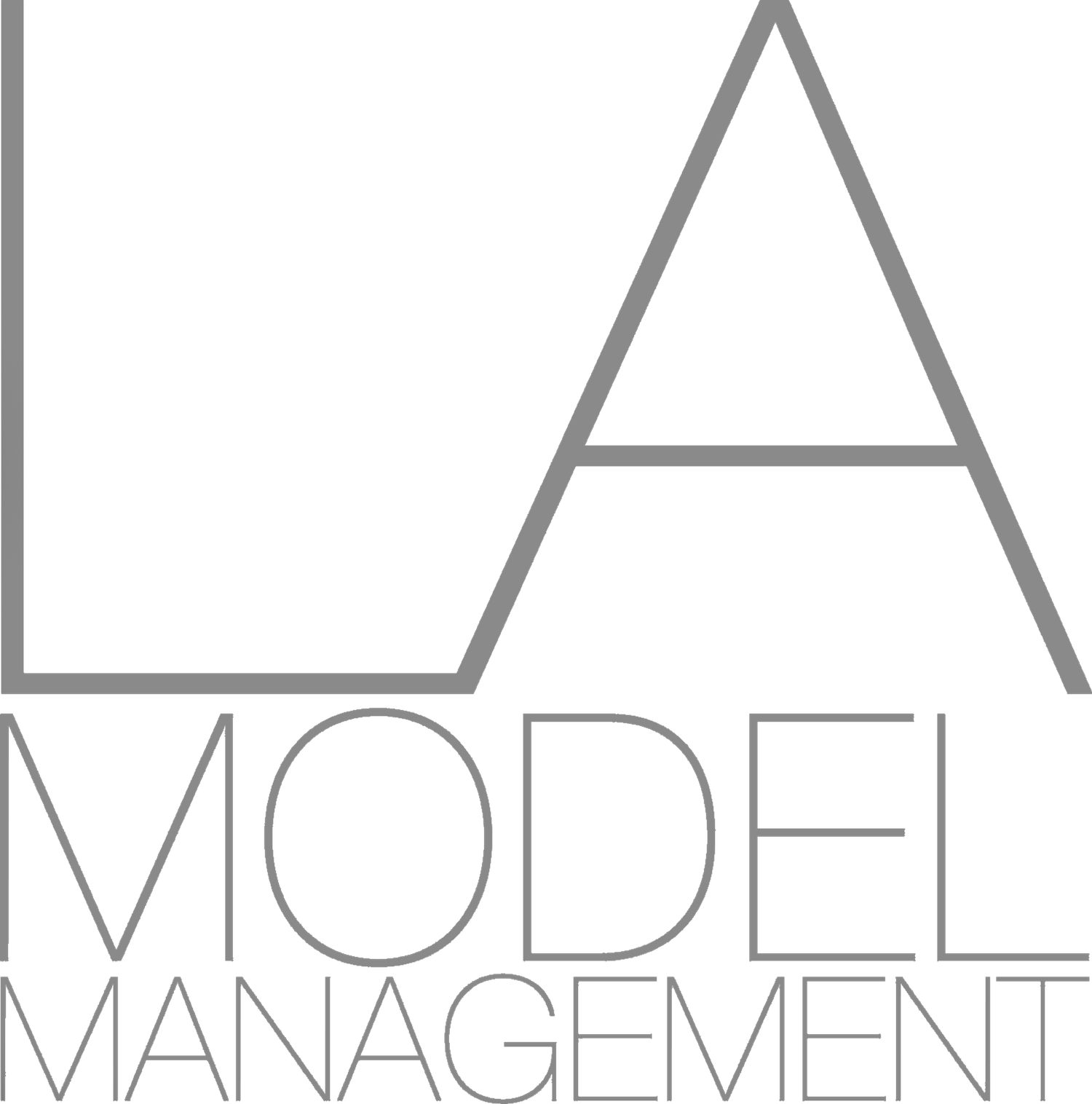 Minimalist black and white geometric logo design with overlapping shapes and text for model management.