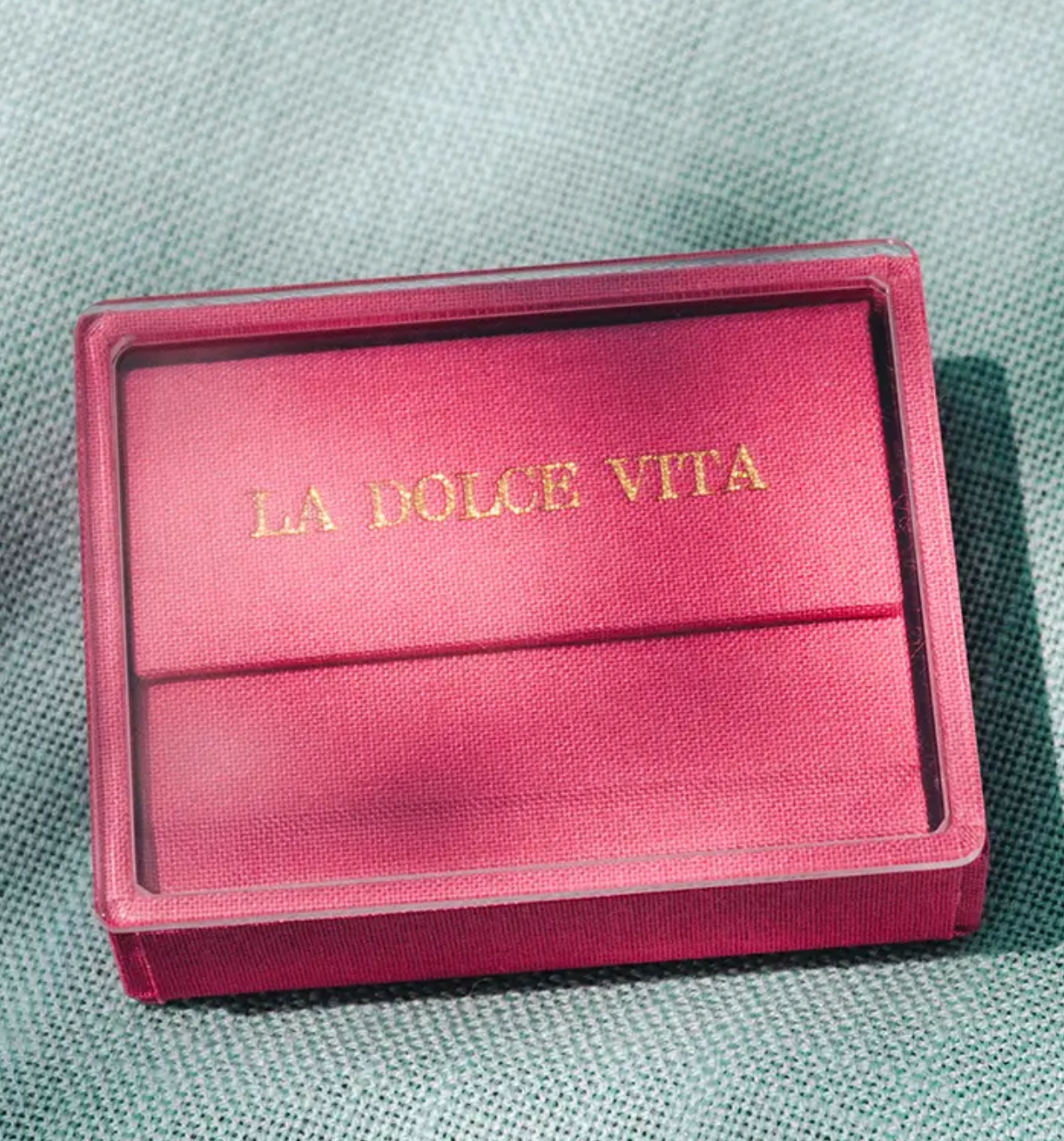 Pink velvet jewelry box with gold 