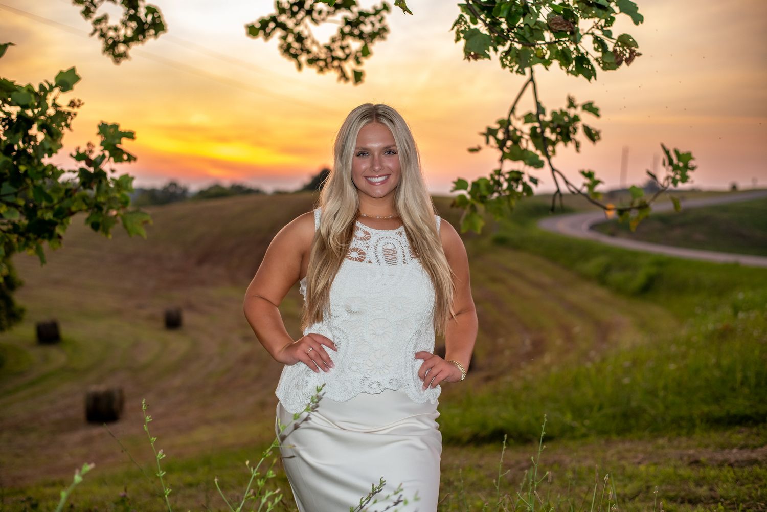 sunsets and hay bales