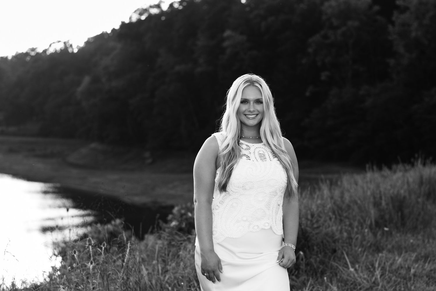 classic black and white by the lake