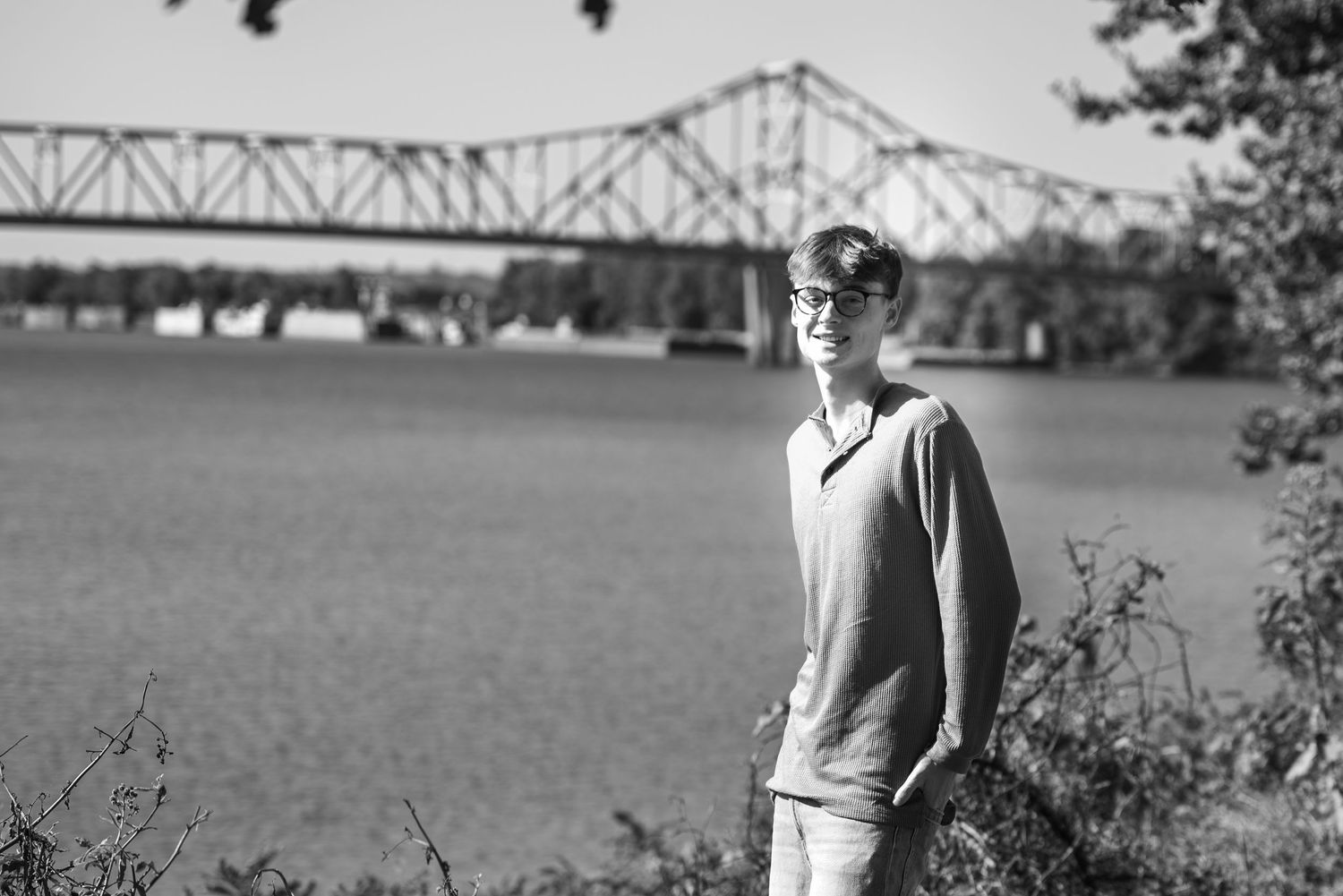 Senior session overlooking river