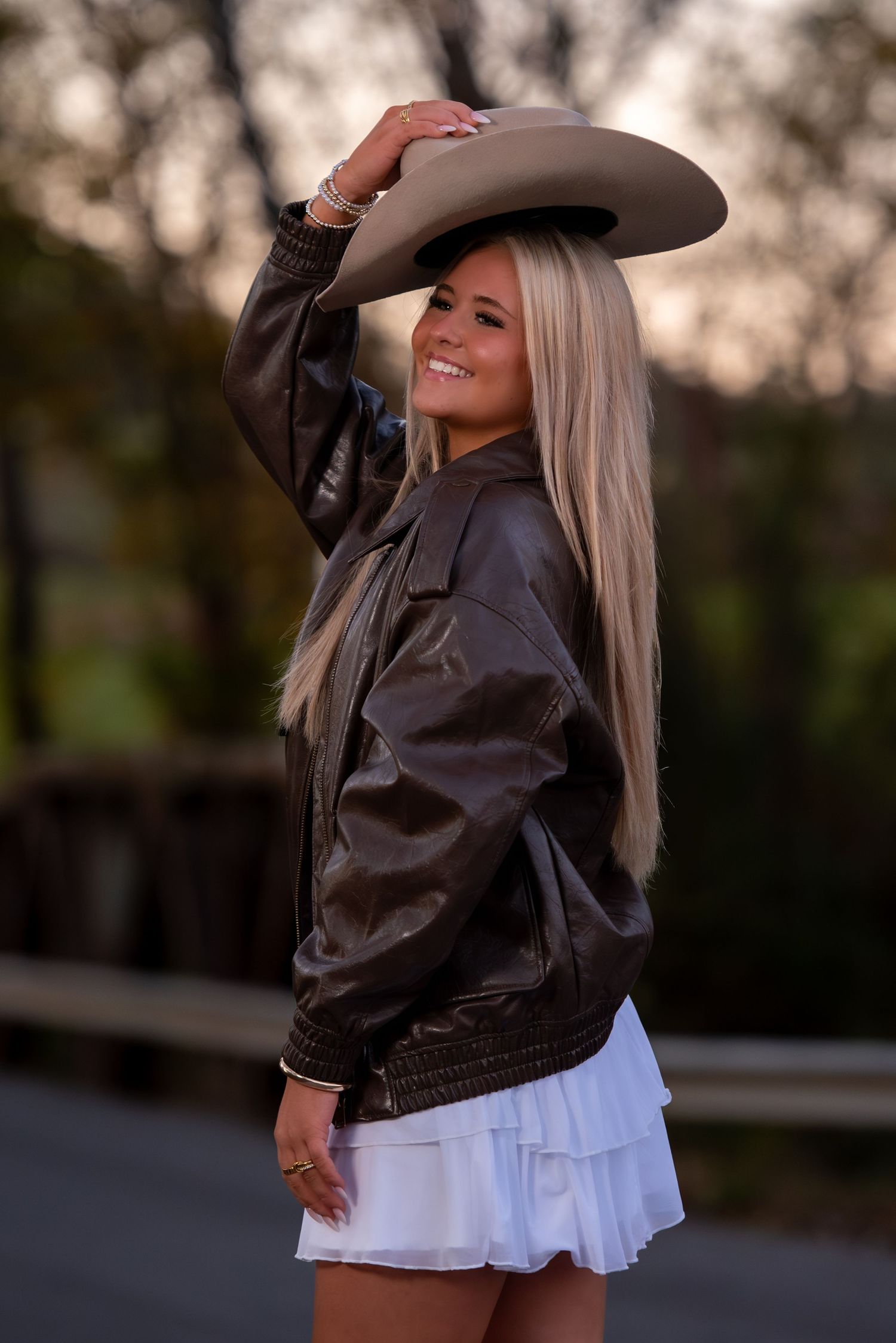 Cowboy hat and leather jacket