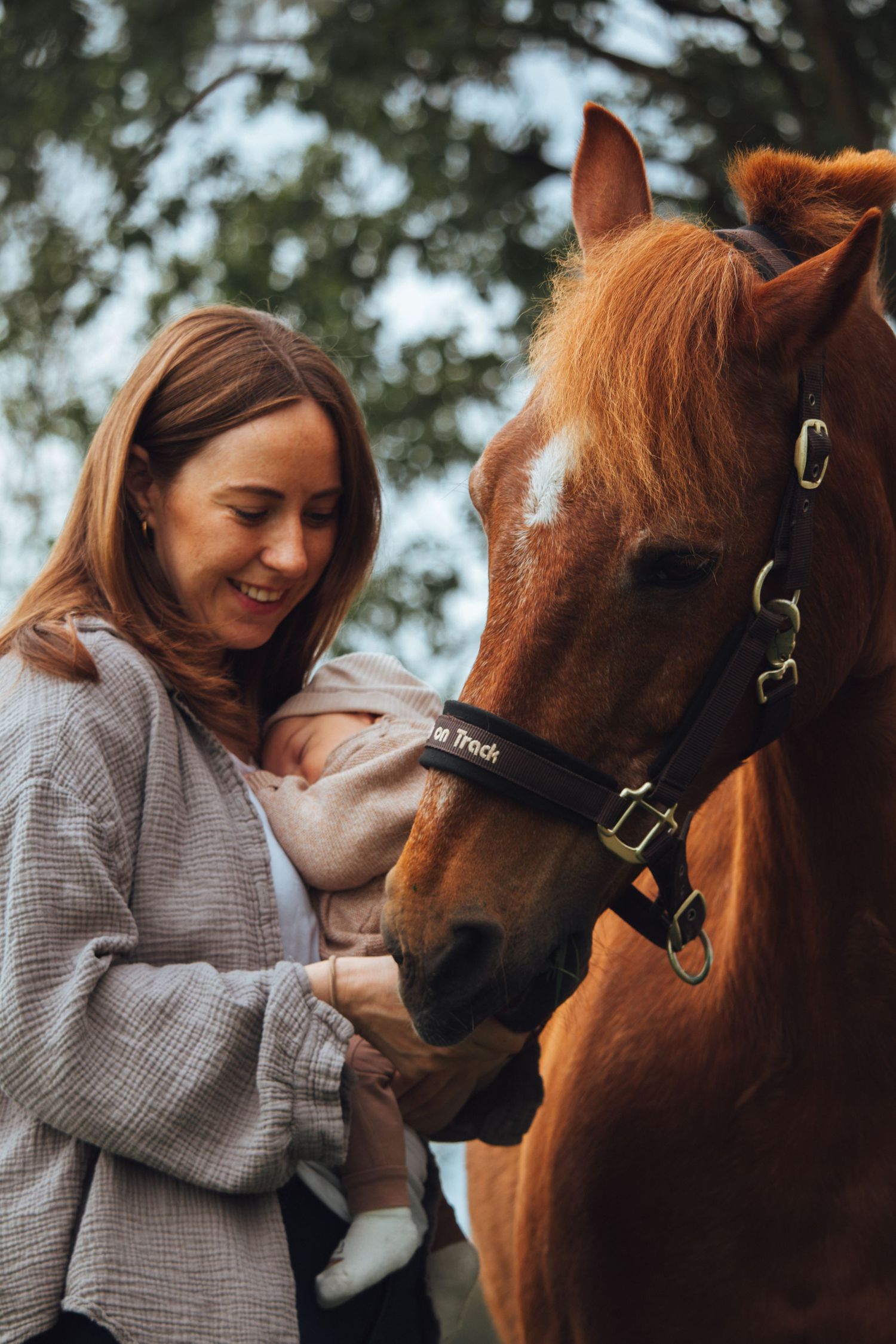 Familienshooting - Baby und Pferd.