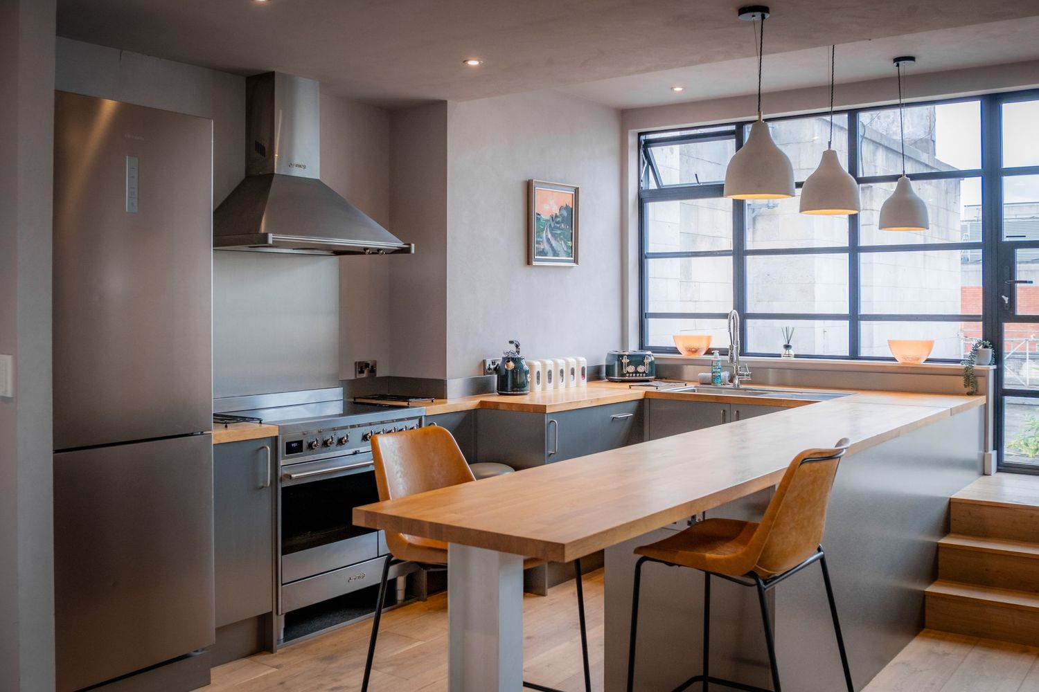 Interior photograph of exclusive Airbnb apartment in Leeds City Centre, showcasing warm textures and atmosphere