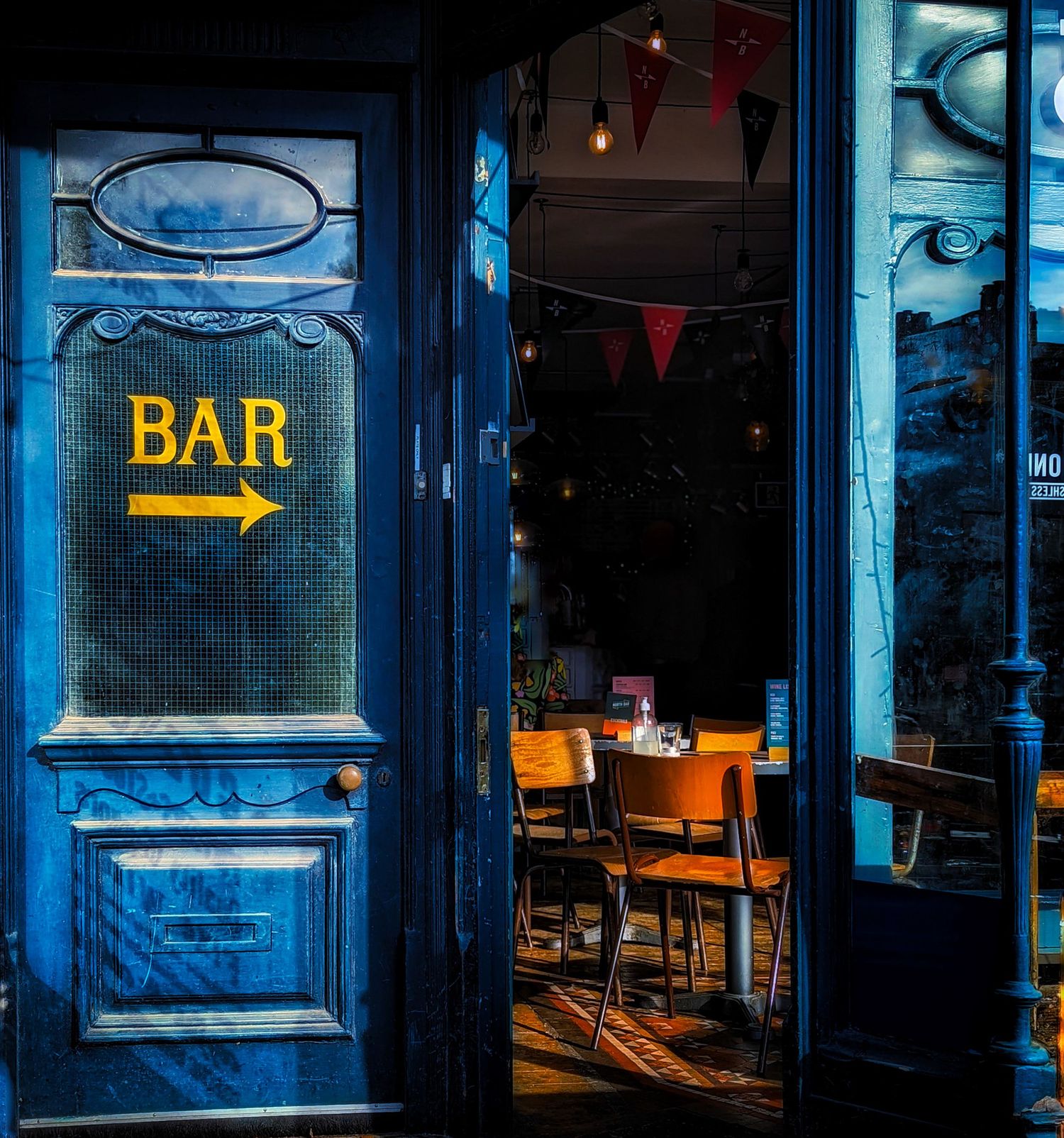 Doorway of the popular Preston's Bar in Oakwood, Leeds
