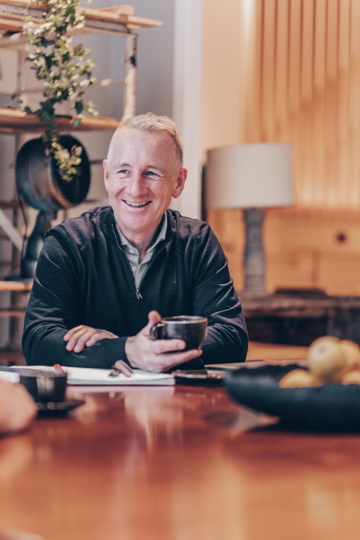 Professional portrait of Yorkshire business person in a relaxed setting, photographed for branding and marketing