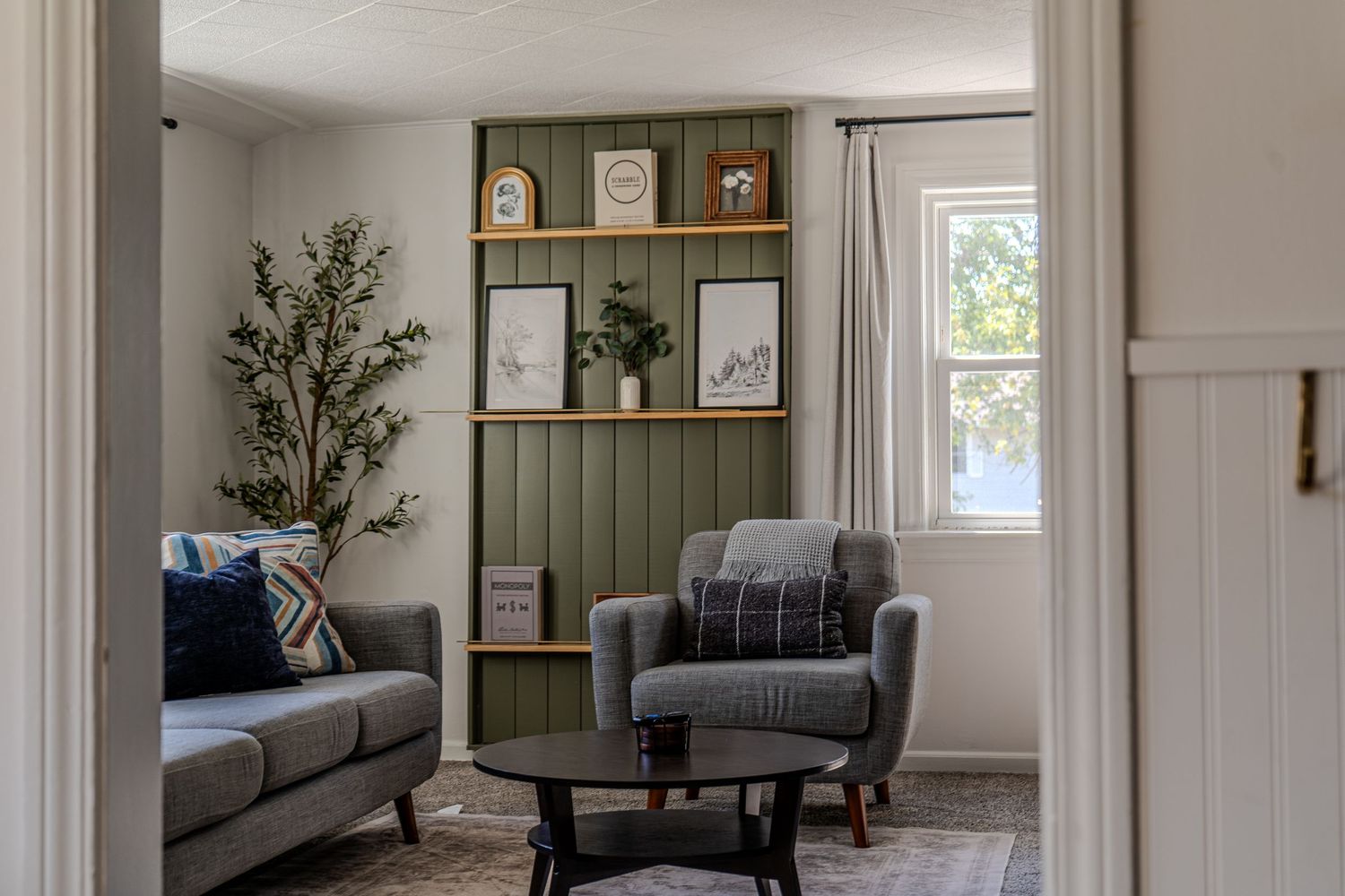 Stylish living room photographed for a Chicago vacation rental