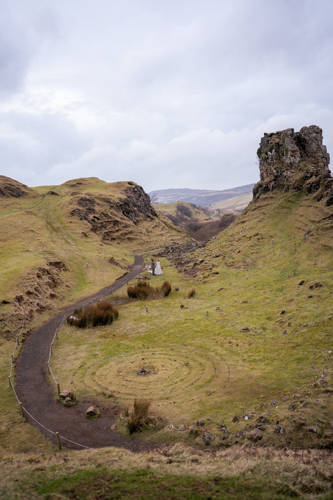 Couple at Fairy Glen, Isle of Skye, natural and romantic elopement photography capturing authentic love and emotion