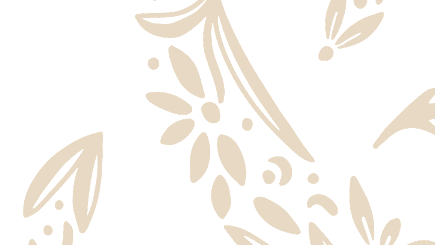 Elegant beige floral pattern with delicate leaves and flowers on a white background, perfect for soft decorative designs.