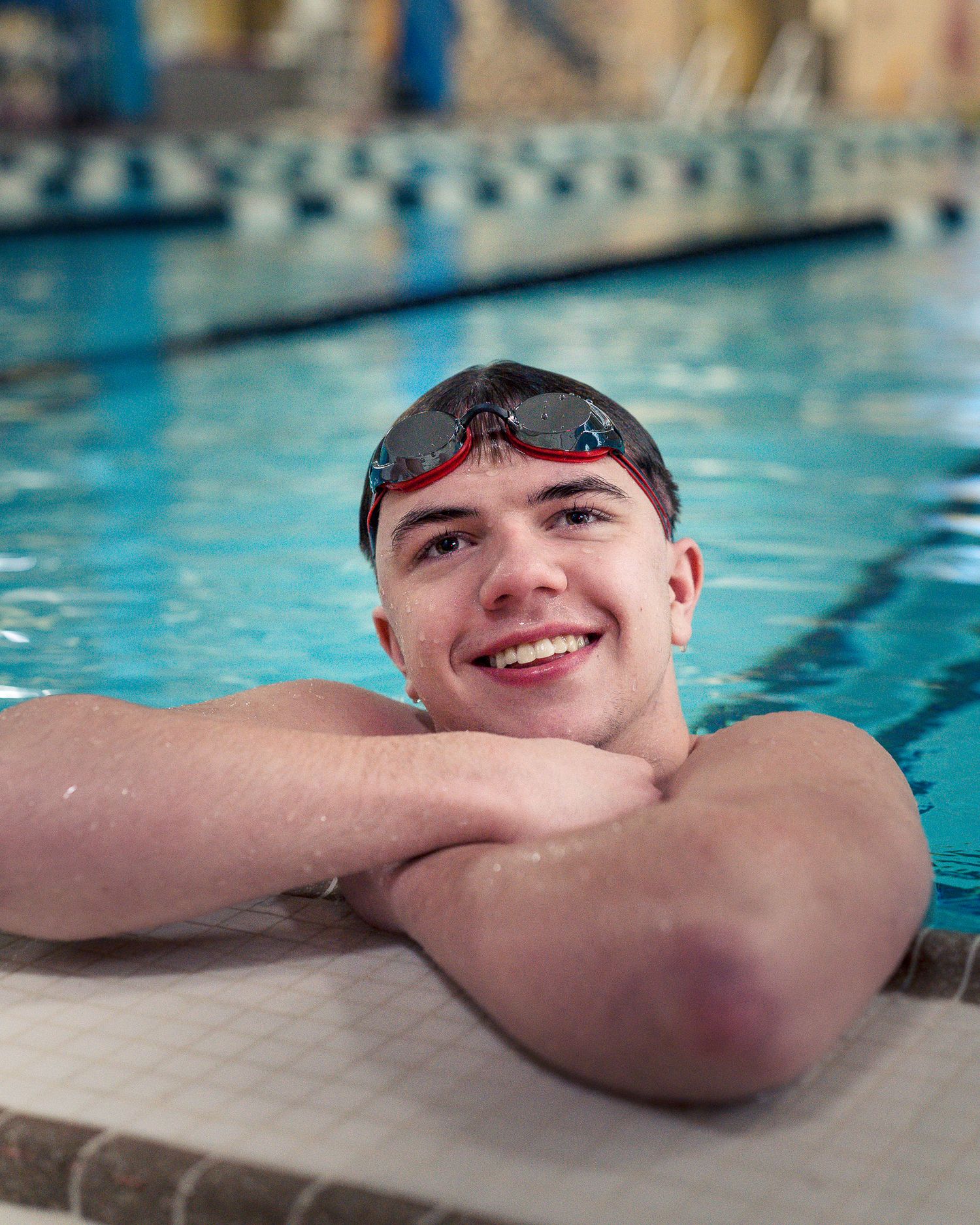 Dramatic indoor pool YMCA senior photo