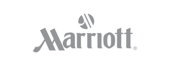 Marriott Hotels logo in gray, featuring the iconic M symbol with stylized overlapping letters and registered trademark.