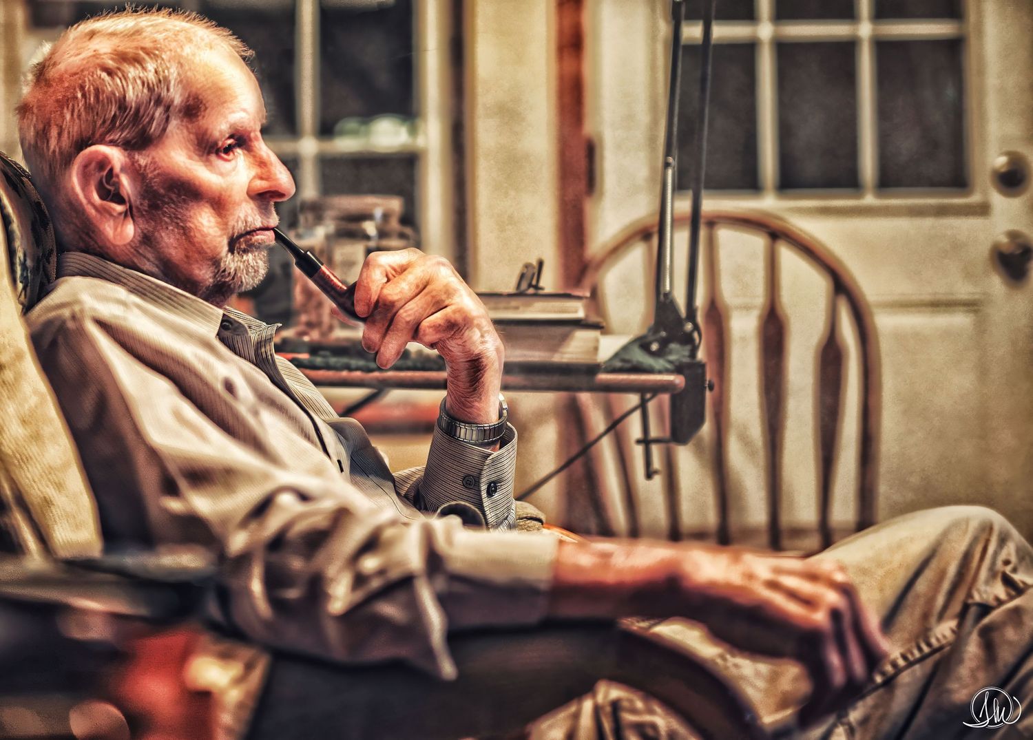 Elderly man portrait in his favorite chair. The Present Project dementia family photography Jacksonville Florida. Tina Minshall Photography