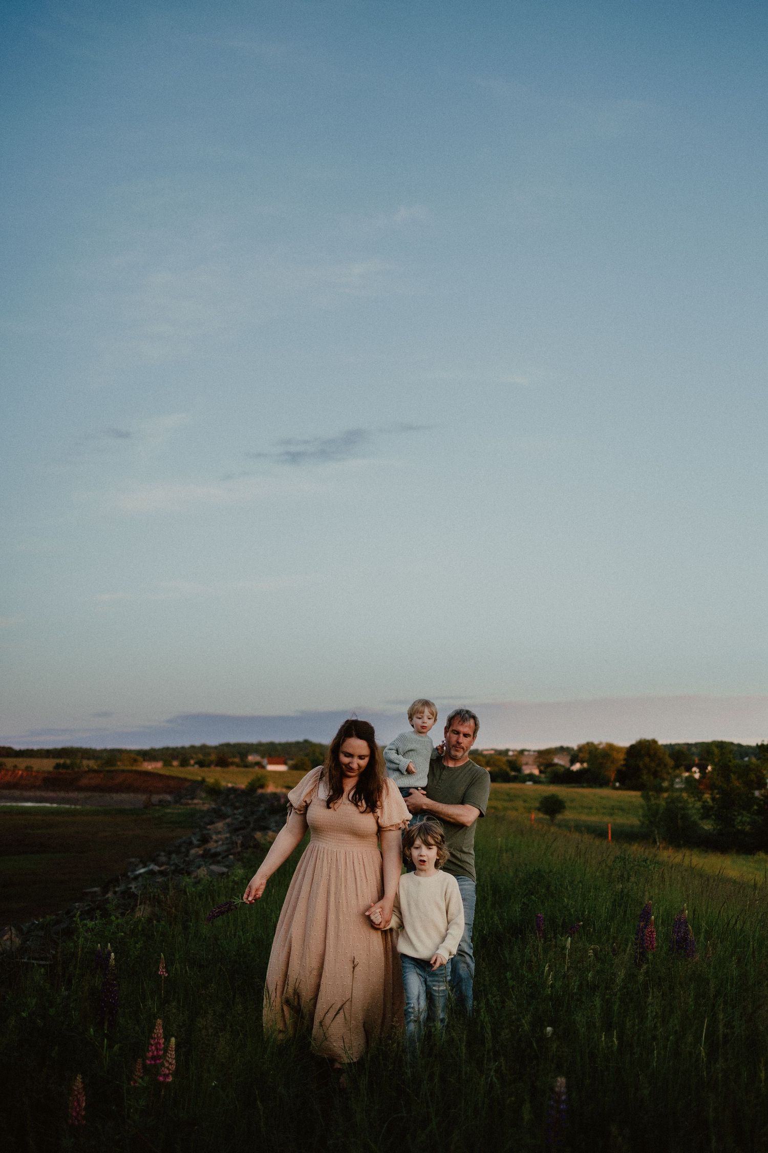 a family enjoying a beautiful nova scotia sunset at Avonport Beach