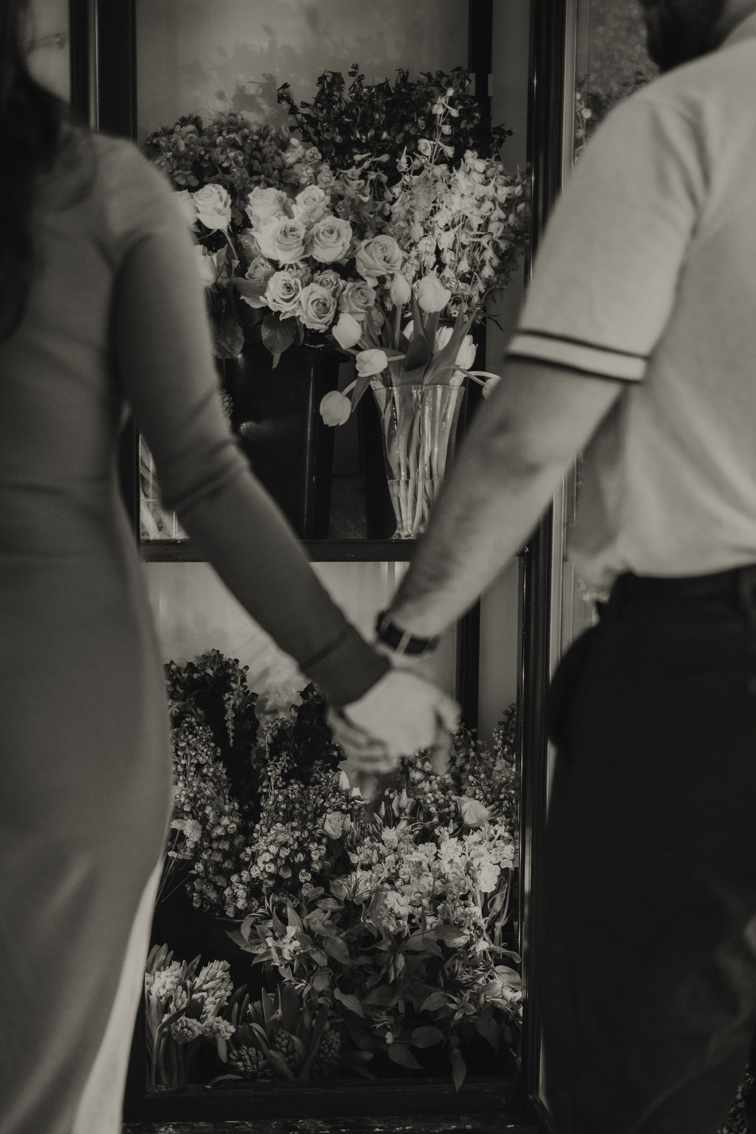 Pregnancy announcement photoshoot at a floral shop in Nova Scotia