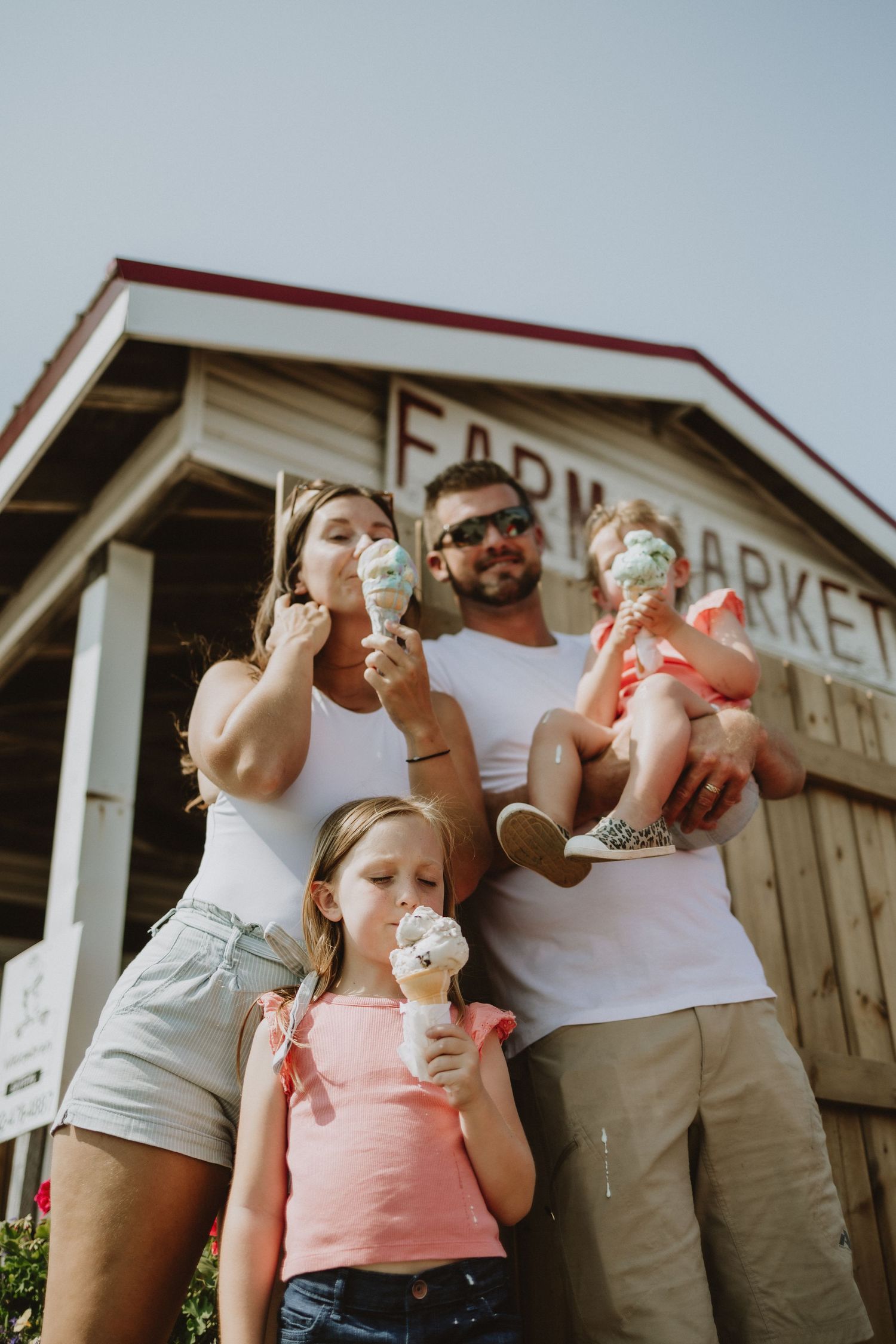 A family enjoying ice cream at the Falmouth Farm Market near Windsor Nova Scotia