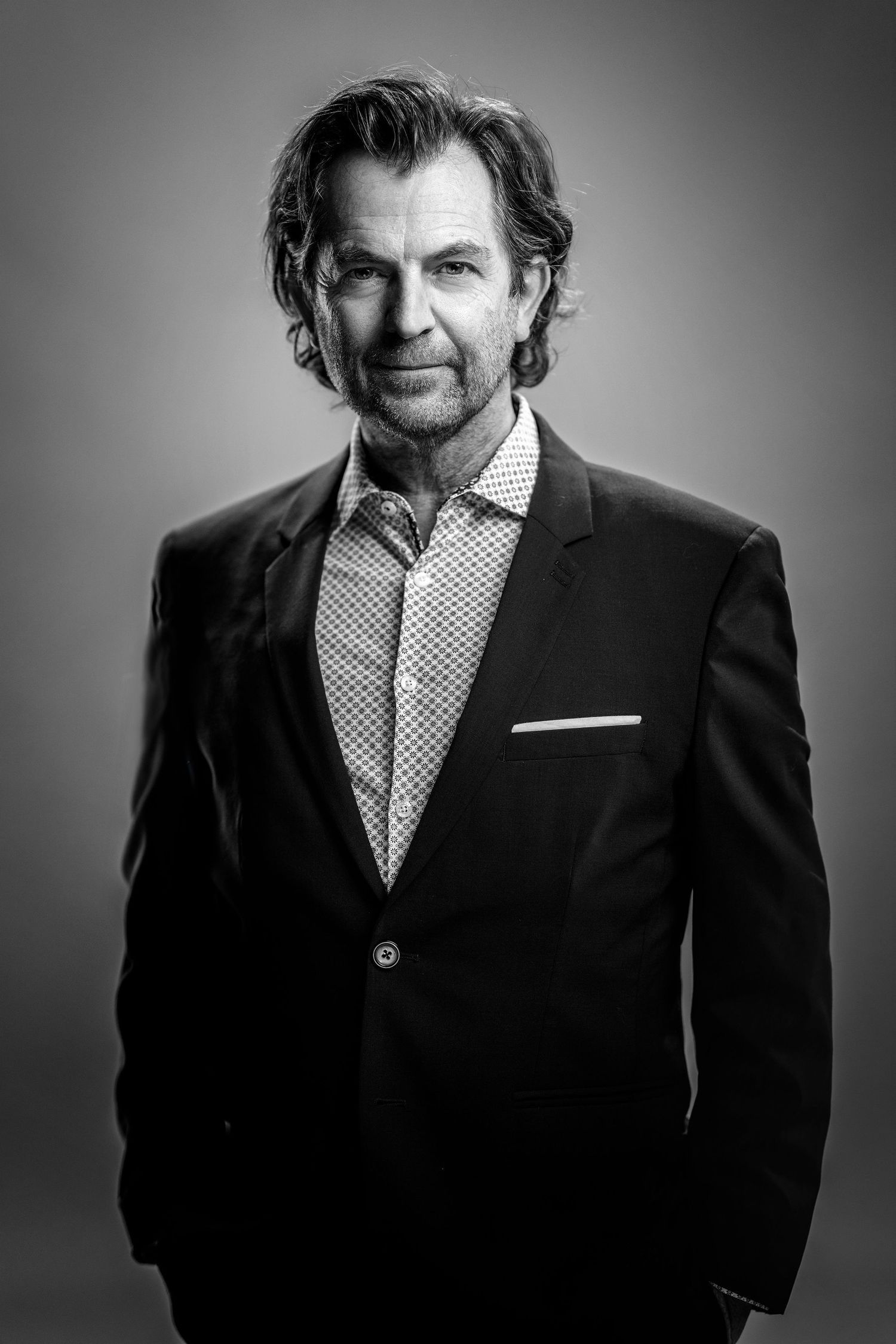 Black and white headshot of Edwin Johnston, photographer Alec Watson
