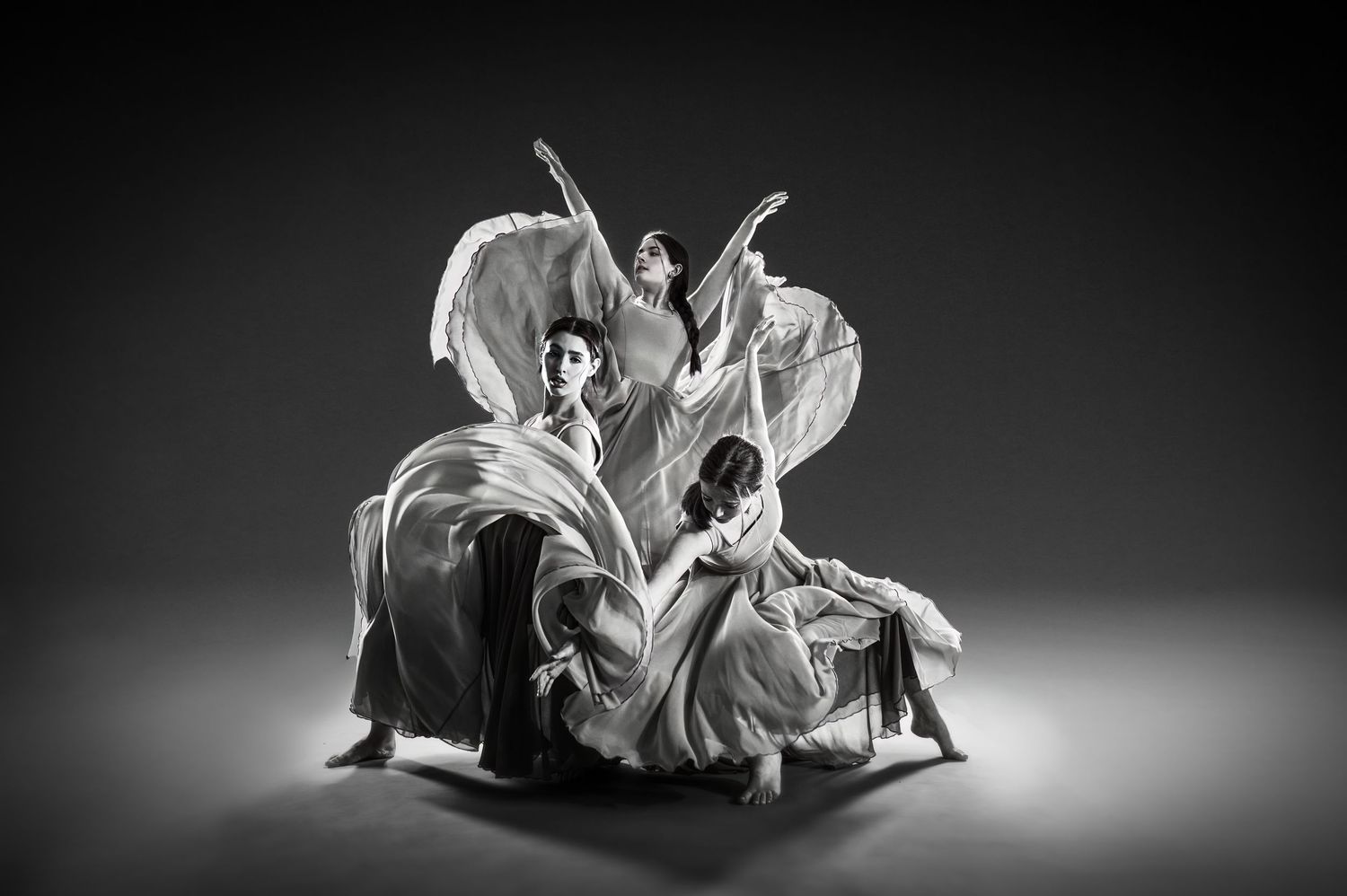 Artistic black and white image of intertwined dancers, photographer Alec Watson