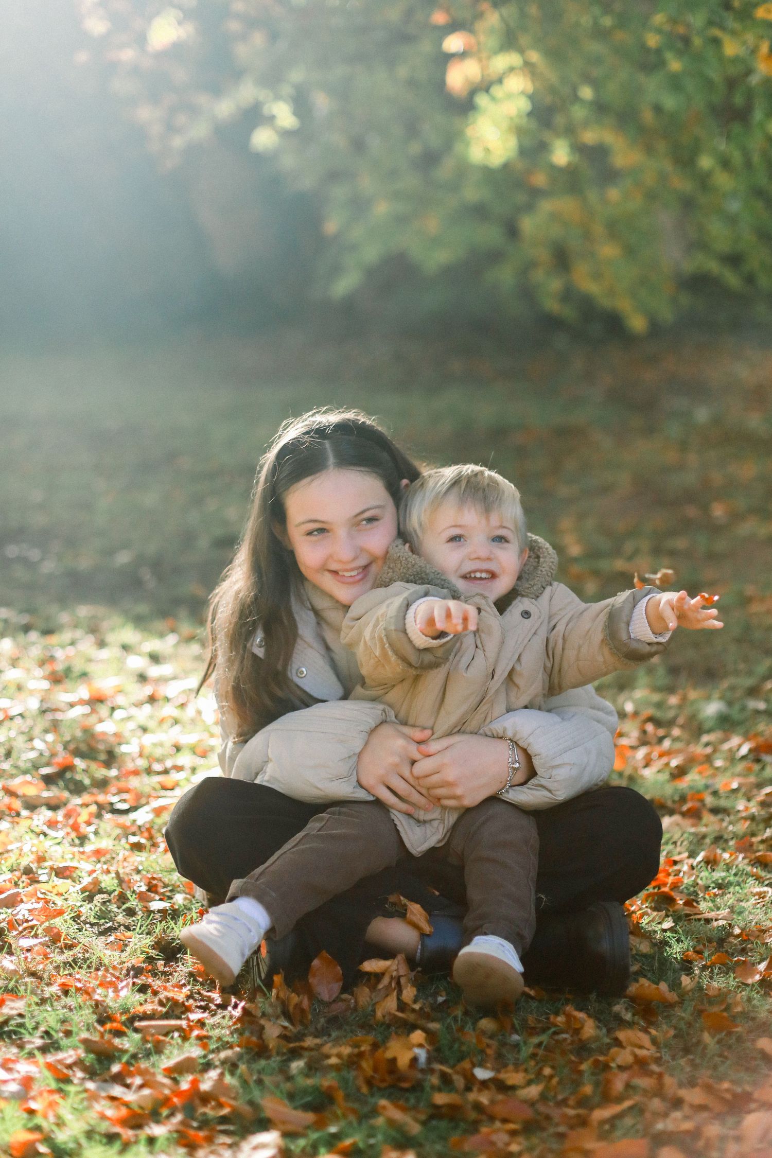 Natural autumn family photography at sunset in East Yorkshire.